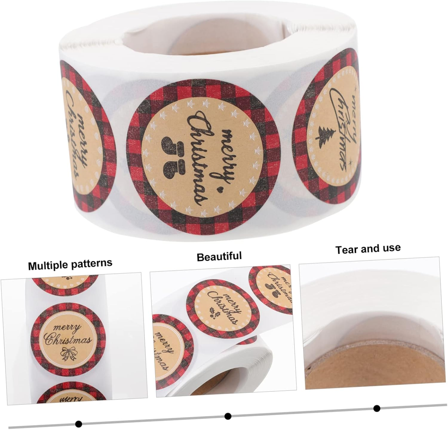 SEWACC Christmas Pattern Seal Label Sticker for Envelope Mouth Decorative Christmas Sealing Sticker for Bags and Wrapping Paper image number 5