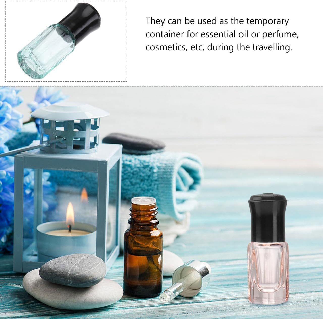 SOESFOUFU Multipurpose Liquid Roller Bottles 8 Pack 3Ml Travel Sub Bottles Portable Refillable Containers for Essential Oil Perfume Dispenser