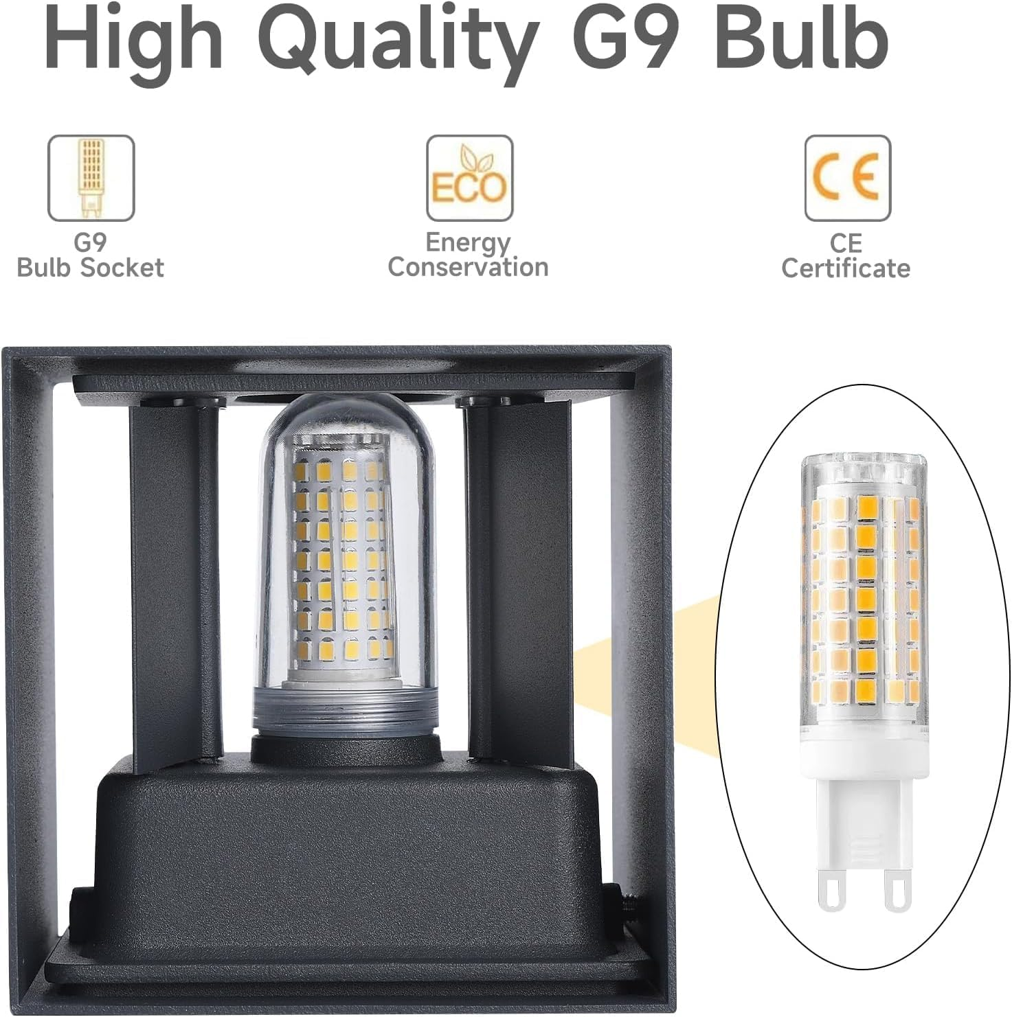 Wisdom Line 4-Piece Wall Light, LED G9 4000K 12W, IP65 Waterproof, Adjustable Angle 0-120&deg;, Anthracite for Indoor/Outdoor Garden Living Room Bedroom image number 6