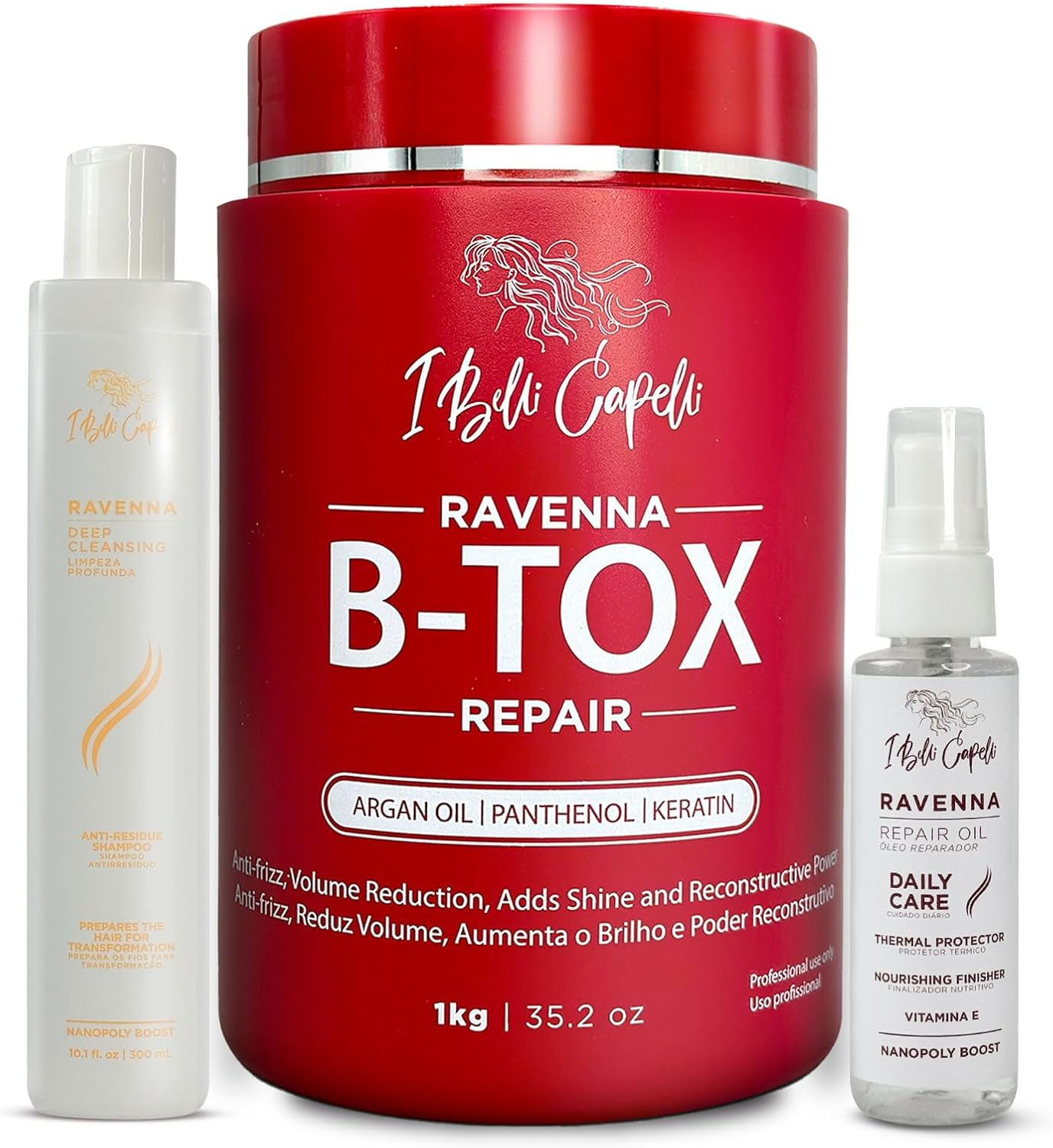 I Belli Capelli B-Tox Hair Smoothing Treatment with Deep Cleansing Shampoo and Repair Oil &ndash; Complete Straightening System for All Hair Types image number 2