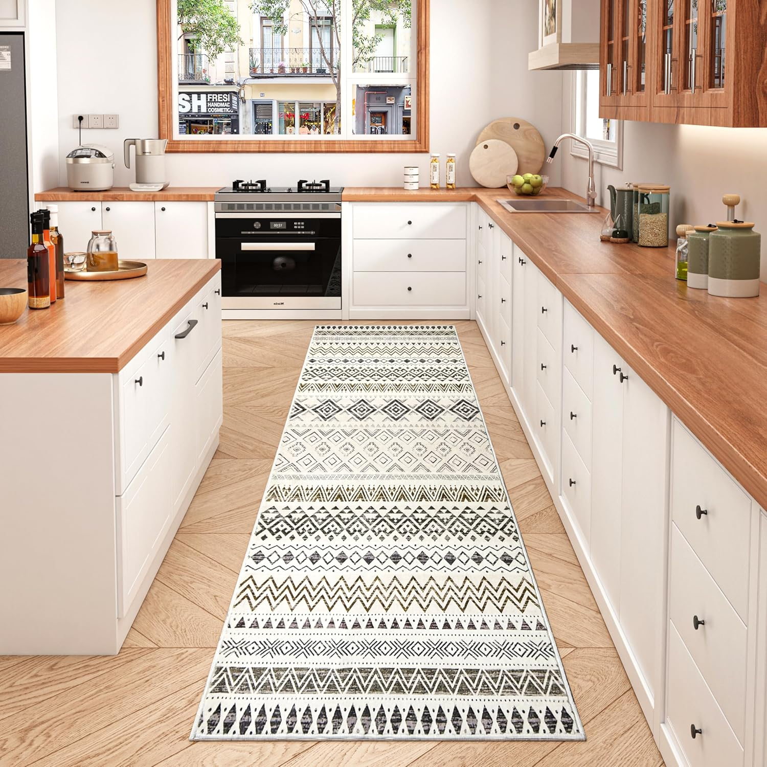 DAWNTREES Runner Rug (60X210Cm) Hallway Runner Rug Washable Kitchen Runner Rugs with Rubber Backing,Extra Long & Wide Rugs for Entryway Indoor, Kitchen, Laundry, Bedroom (Dark Grey)