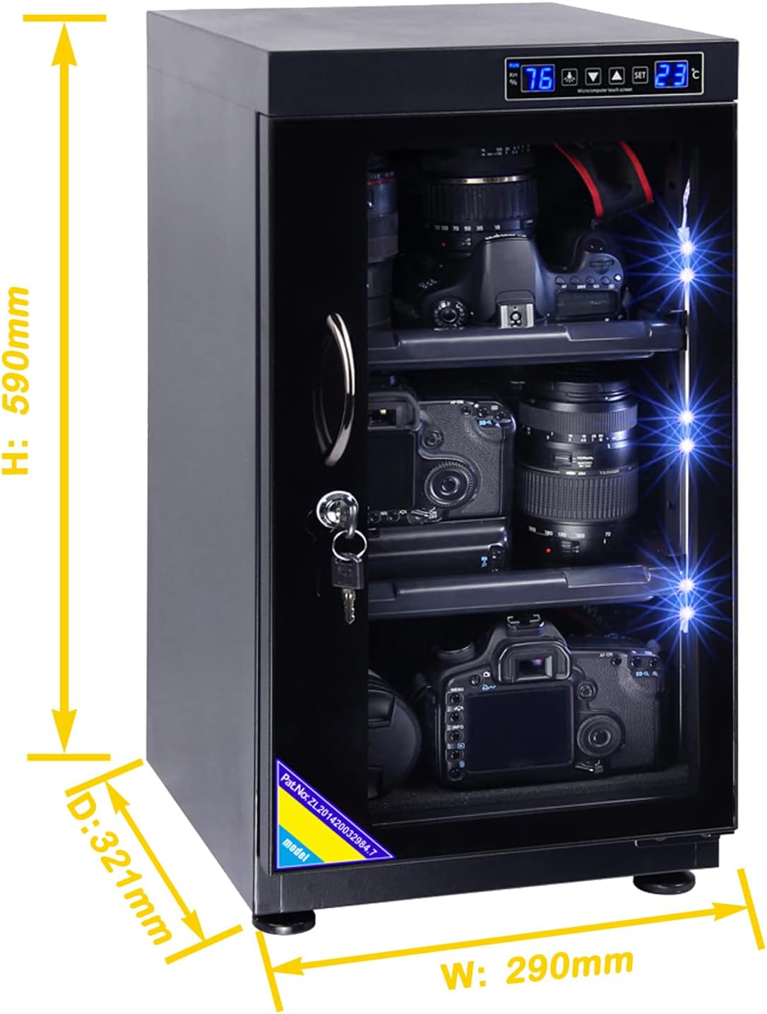 AUTENS TWAIPO 50L Electronic Dehumidify Dry Cabinet Box Anti-Mold Storage with Touchscreen, LED Light, Adjustable Shelves for Digital Camera Gear DSLR SLR Lens Equipment & Electrical Components image number 1