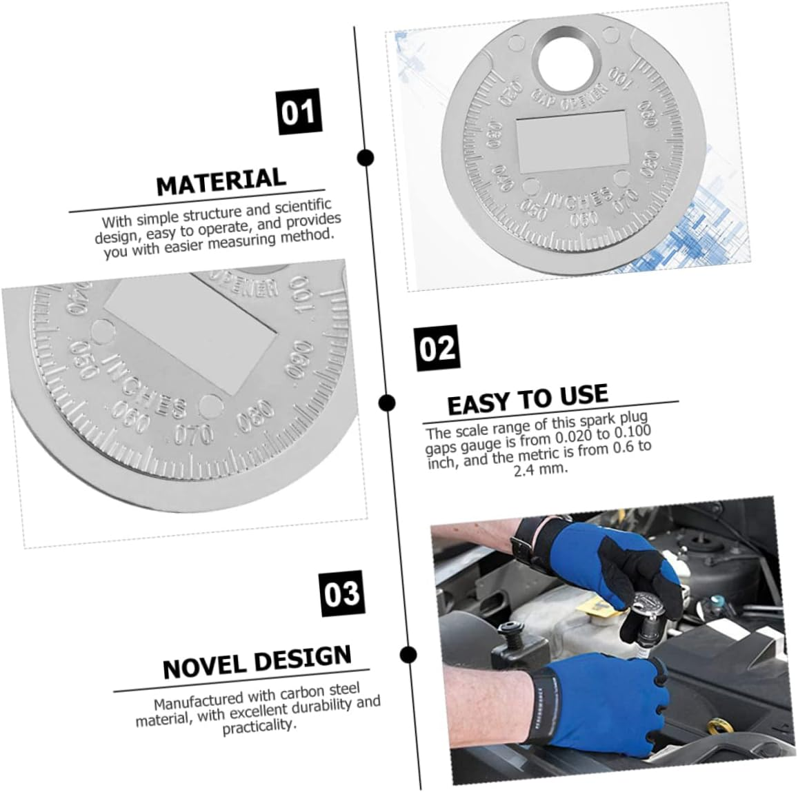 Cabilock 2Pcs Wire Spark Plug Gaps Gauge Tool 0.02"-0.1" Precision Carbon Steel Metric and Imperial Measurement for Automotive Ignition Repair and Maintenance image number 1