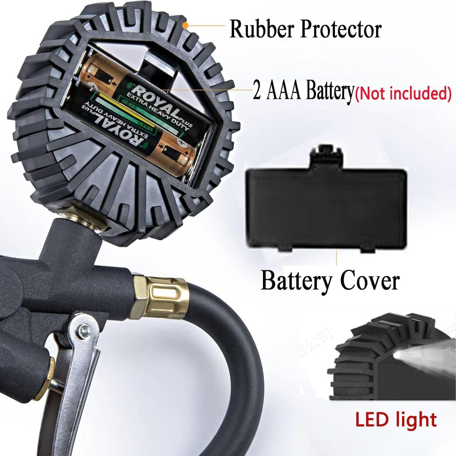 KEWAYO Digital Tire Inflator with Pressure Gauge, 200 PSI Air Chuck and Compressor Accessories Heavy Duty with Quick Connect Coupler, 0.1 Display Resolution for Car, SUV, Truck image number 6