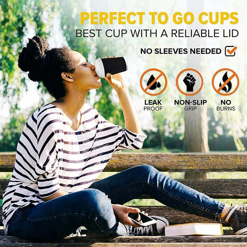 Disposable Coffee Cups 8Oz 12Oz 16Oz Bulk Takeaway Paper Triple Wall Take Away, Insulated for Hot Beverages with Lids Included image number 3