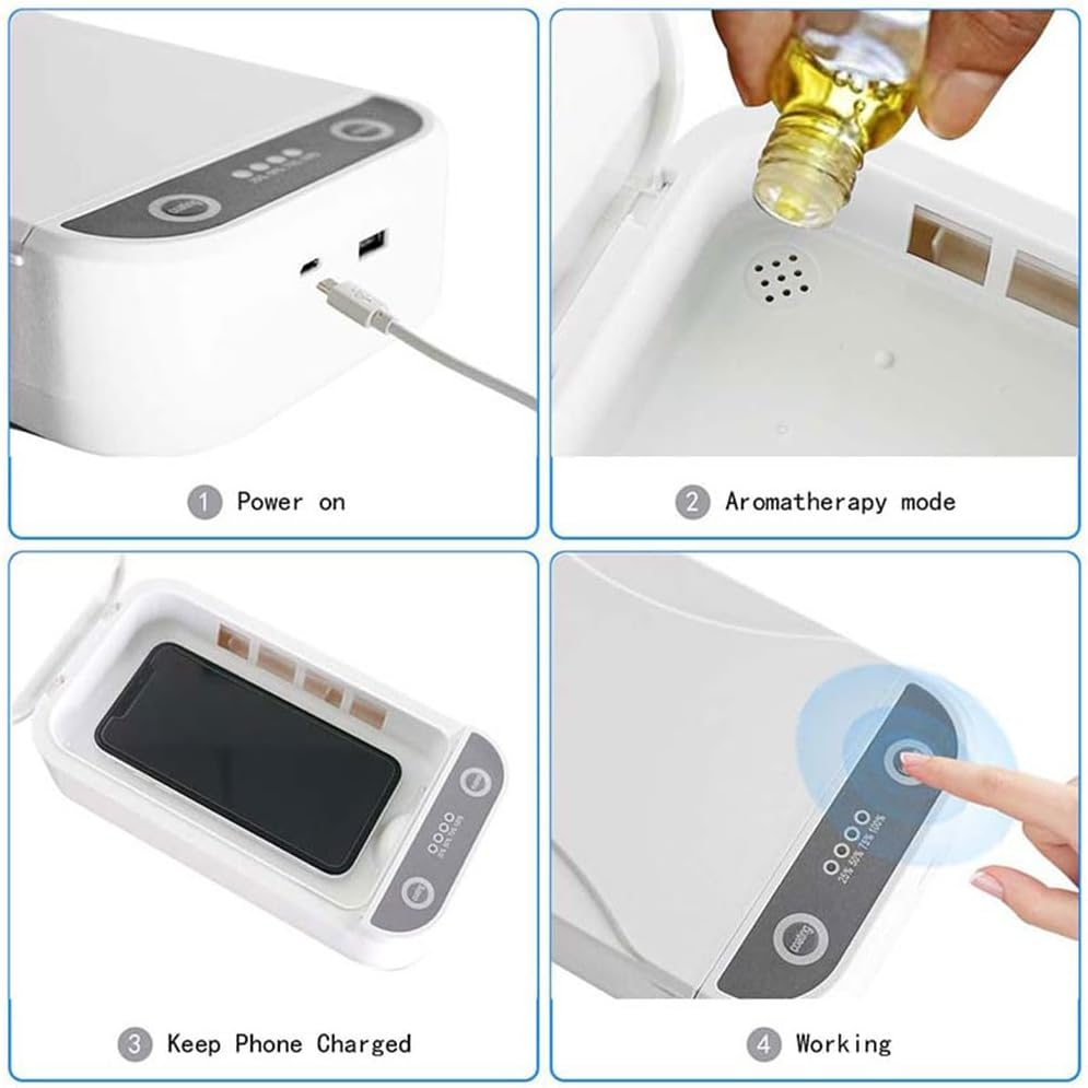 UV Steriliser Box with Aromatherapy, 2 UV Lamps, 17.5 X 10 X 3 Cm, USB Powered image number 2