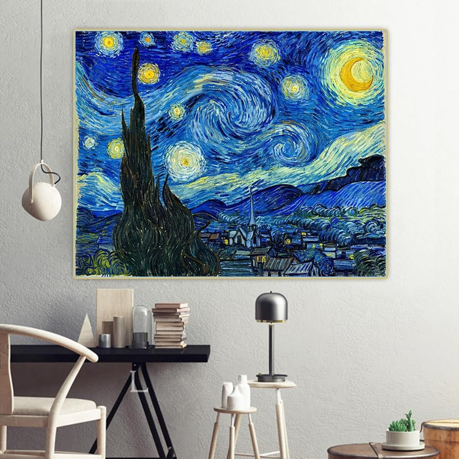 Paint by Numbers for Adults,Van Gogh Starry Night Painting by Number Kits on Canvas for Adult Beginner, without Frame DIY Oil Painting Acrylic Paints with 3 Brushes,Home Wall Decor Gift 12X16Inch image number 4