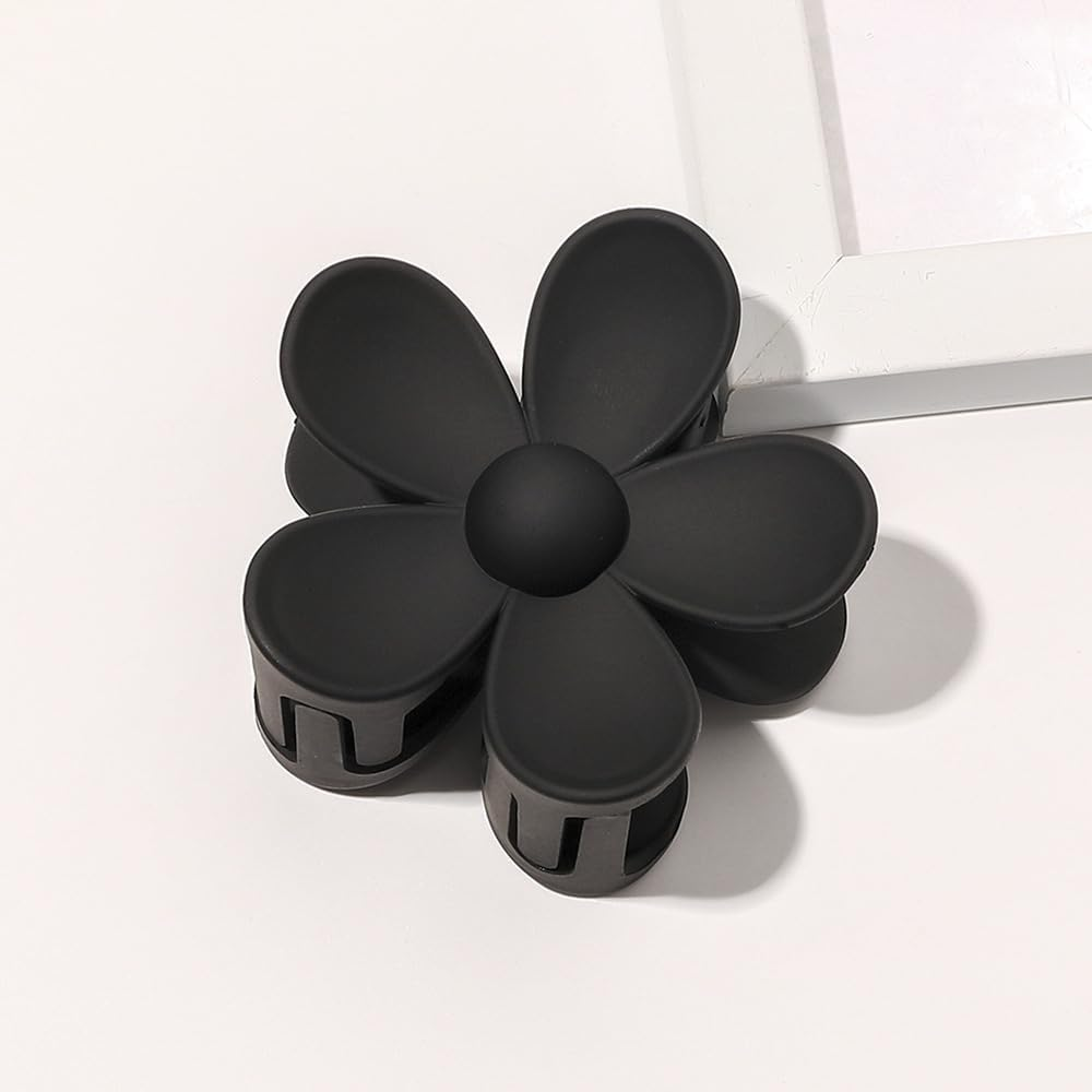 1 X Women'S Flower Hair Clips, Flower Hairpin Hair Clips, Non-Slip Plastic Hair Claws, Hair Accessories, for Women and Girls for Daily Wear, Black