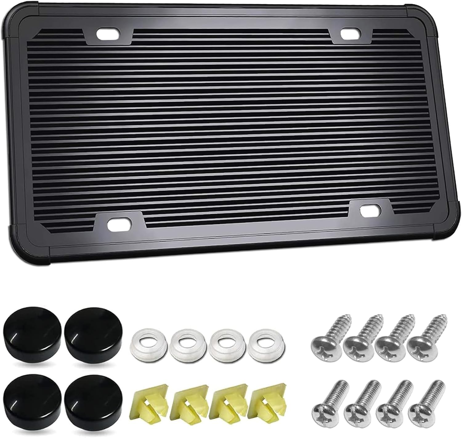 Car License Plates Shield - Clear Bubble Novelty Plate Cover with Silicone License Plate Frame to Fit Any US Plates, Unbreakable Frame Cover to Protect Front, Back License Plate Included Screws,Caps