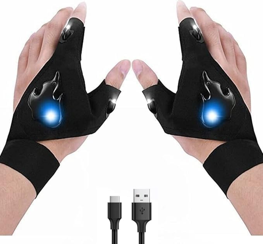 Rechargeable LED Flashlight Gloves, Stocking Stuffers for Men Women Adults, Gifts for Men Dad Husband, Cool Gadgets for Men Fishing Gifts image number 4