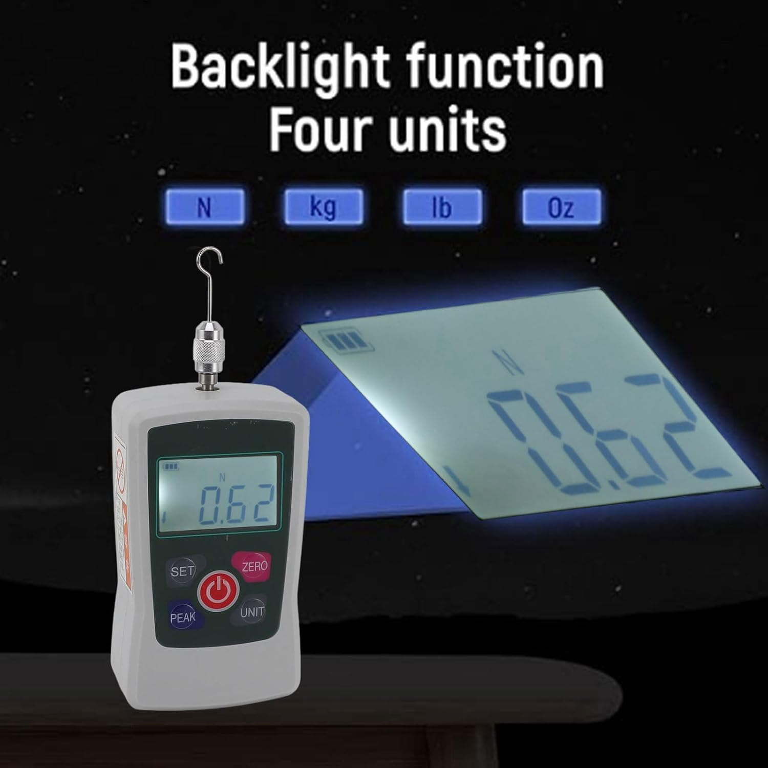 Digital Force Push Pull Meter 500N Portable Handheld Backlit Screen Auto Shutdown with Measurement image number 3