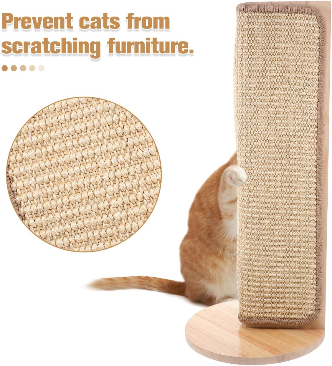 Kisangel Cat Scratching Post, Natural Sisal Scratcher Corner, Sofa Guard Furniture Protector Pad for Minimalist Design image number 6
