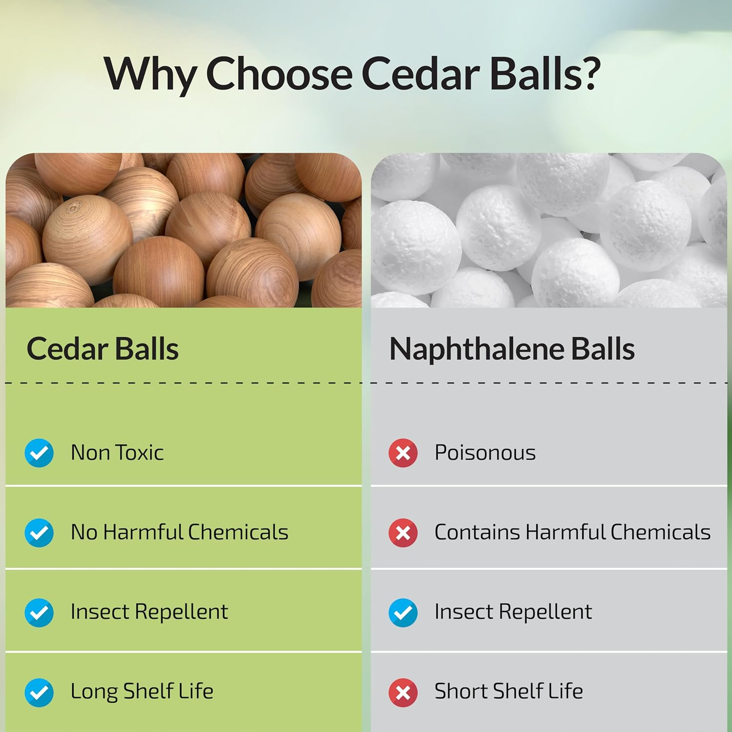 Moth Balls 50 Pack &ndash; 100% Natural Cedar Balls, Chemical-Free Cedarwood Moth Repellent for Wardrobes and Drawers | Long-Lasting Moth Balls for Clothes Storage, Drawers & Closets image number 5