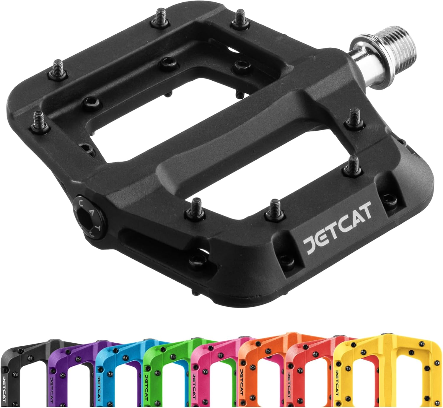 JETCAT Mountain Bike Pedals Flat - MTB Pedals Flat, Bicycle Pedals for Bmx/Mtn/Road/Gravel/Ebike, BMX Pedals, Platform Pedals, Adults & Kids Bike Replacement Upgrades Parts 9/16