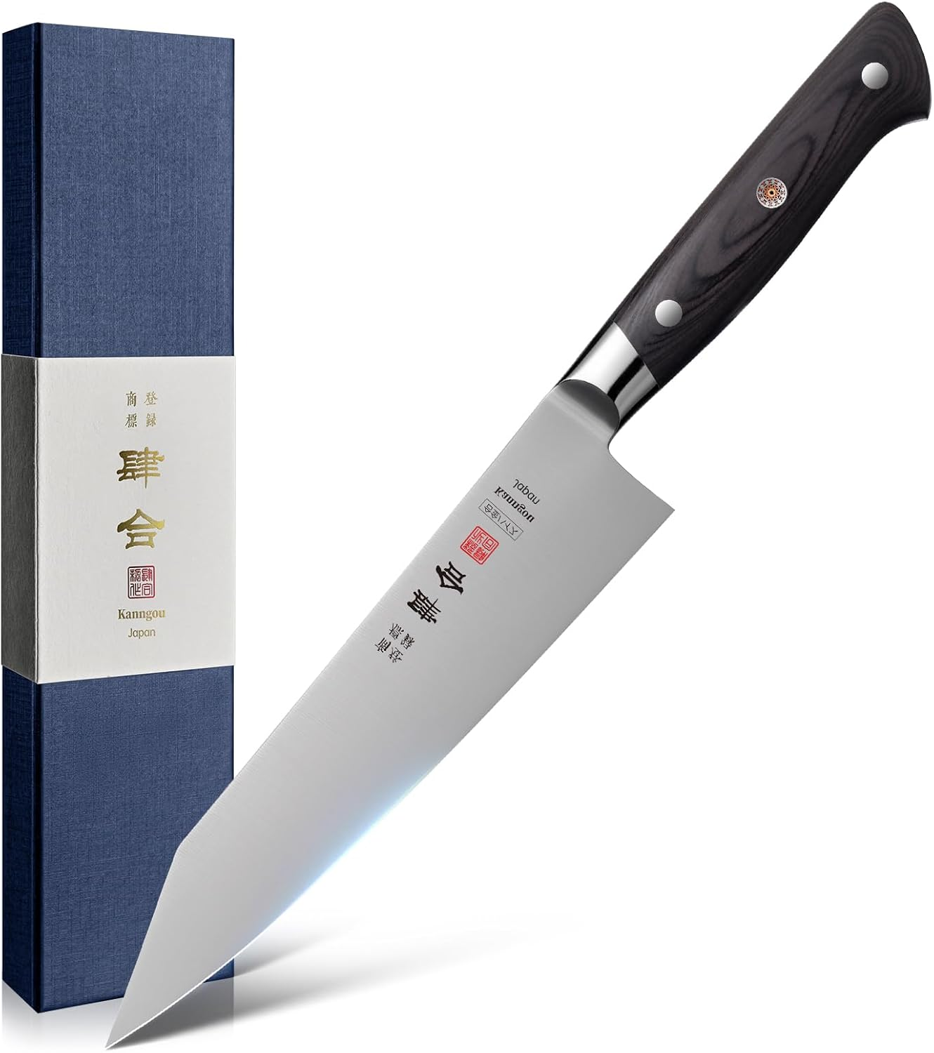 Kanngou 21CM Japanese Knife Gyuto Chef'S Knife, Japan AUS-8 Alloy Steel Kitchen Knife with Full-Tang Black Pakkawood Handle, 8.27 Inch Chefs Knives with Premium Gift Box (Classic Series)