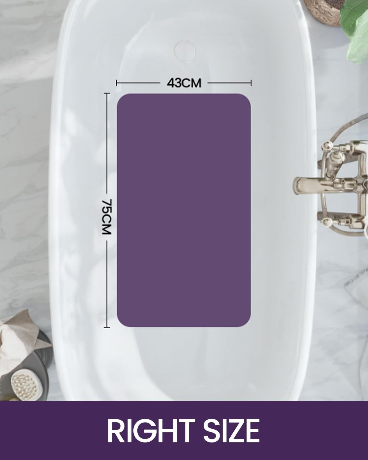 DEXI Shower Bathtub Mat Non Slip 43 X 75 Cm, Soft Bath Floor Mats for Tub with Suction Cups and Drain Holes, Machine Washable, Bathroom Accessories, Grey image number 3