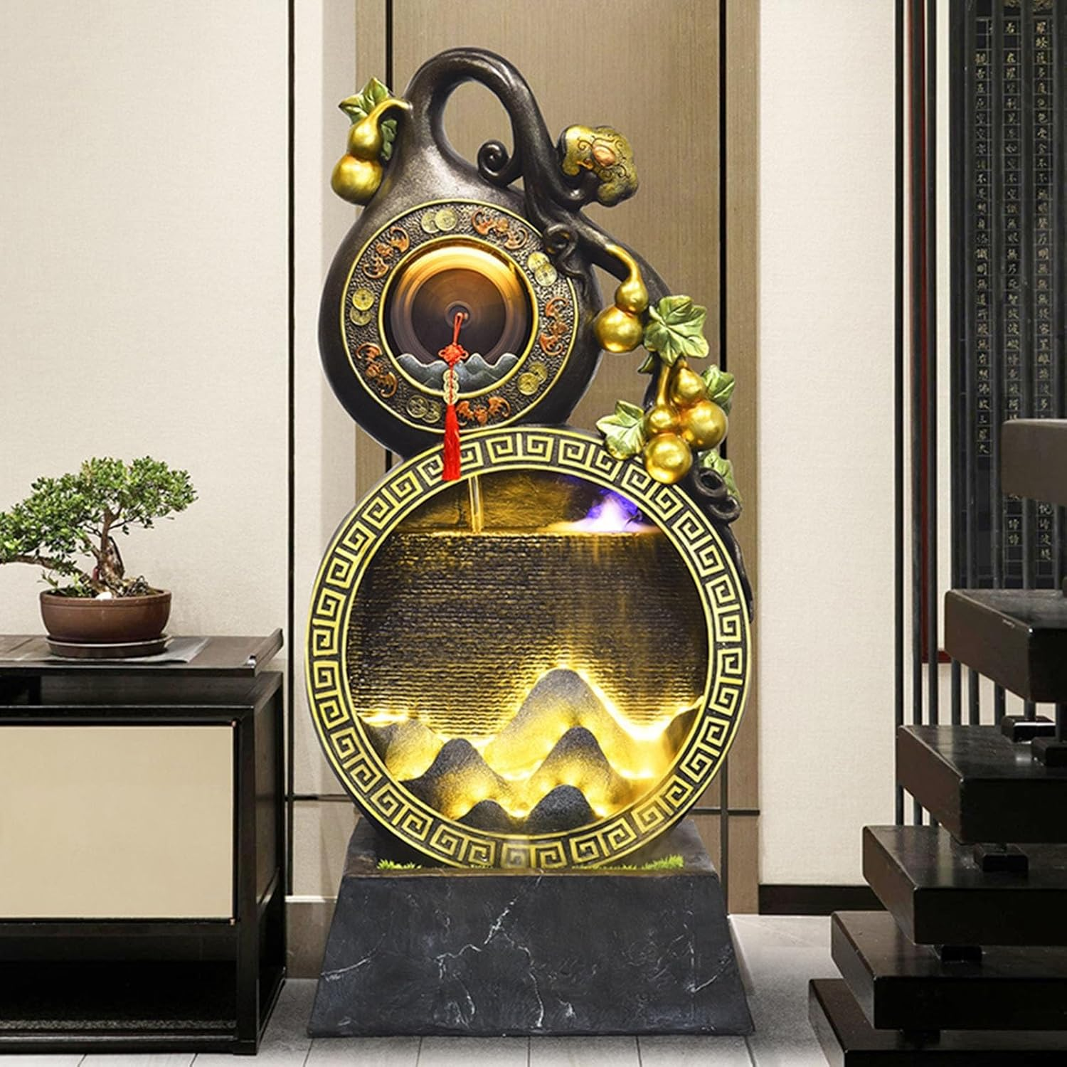 Outdoor Fountain Floor-Standing Water Fountain, Unique Gourd, Indoor Office Relaxation(Small)