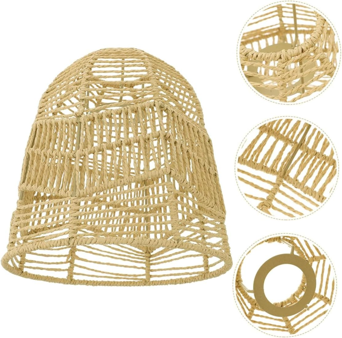 AIMALL Paper Rope Lampshade Chinese Imitation Rattan Woven Lampshade for Homestay, Restaurant, Hot Pot Shop, Creative DIY Lighting - Decorative Handmade Shade - Yellow image number 2