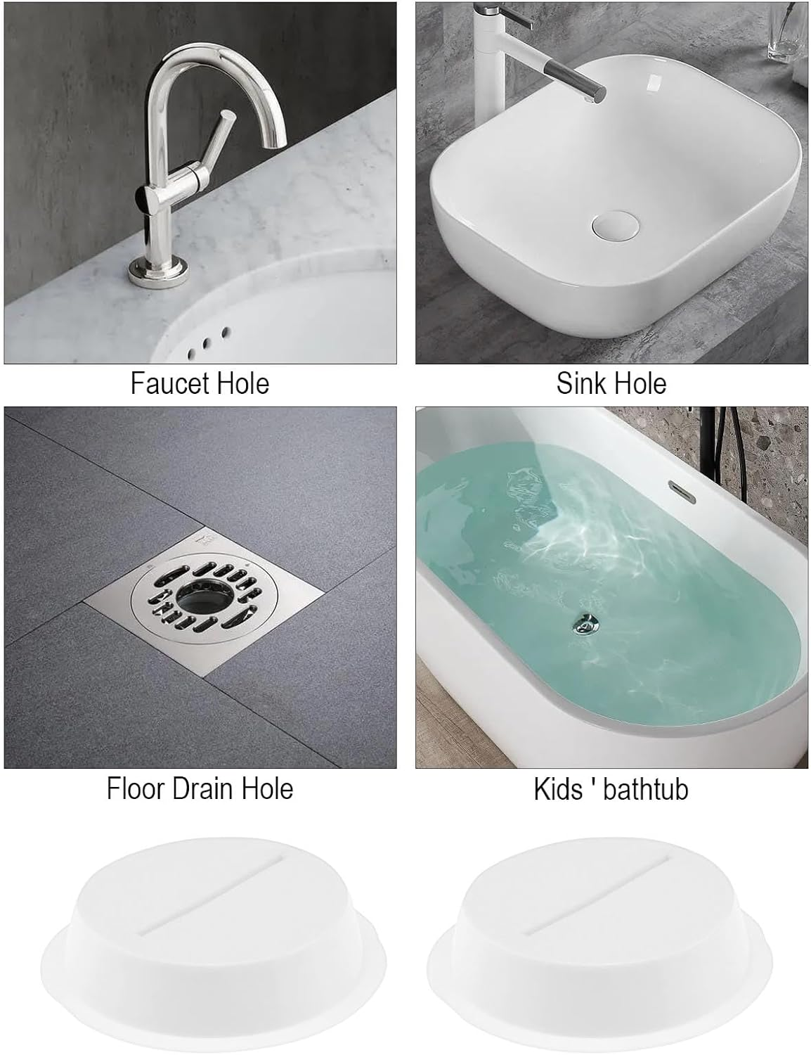 2 Pcs Silicone round Snap in Locking Hole Plugs, 50Mm Sealing Plugs Rubber Panel Seal Cover Flush Type Panel Sink Plug Closure Drain Plug for Kitchen Sink image number 3