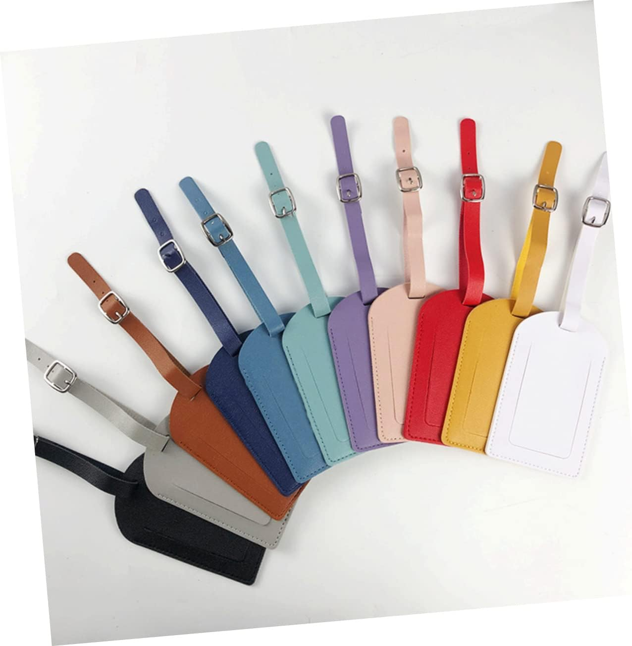 STOBOK 5Pcs Luggage Tags Luggage Identifiers Tags for Travel Durable Pu Leather Suitcase Labels image number 3