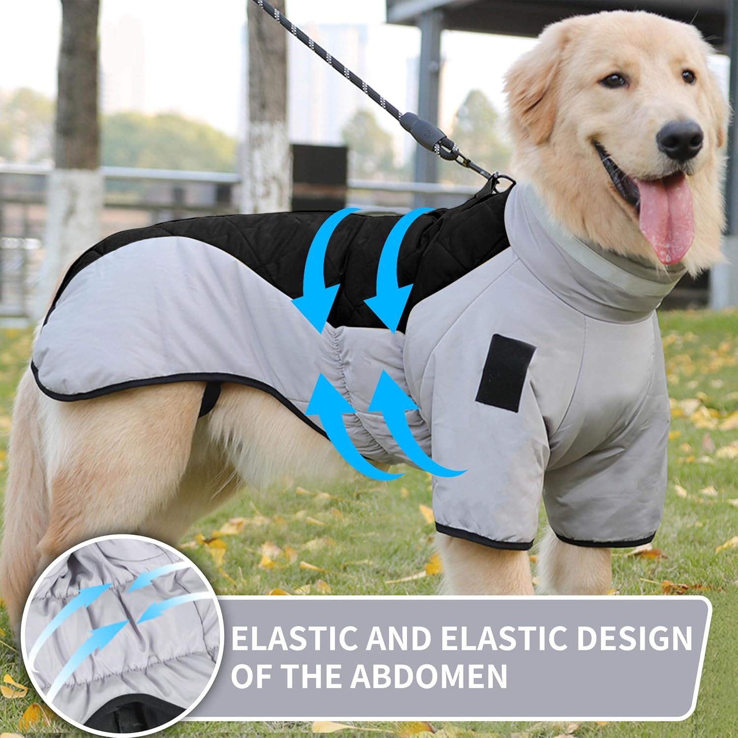 Dog Jacket Warm Dog Coat Waterproof with Harness Dog Winter Coat with Reflective Stripes for Small Medium Dogs Size XL image number 1