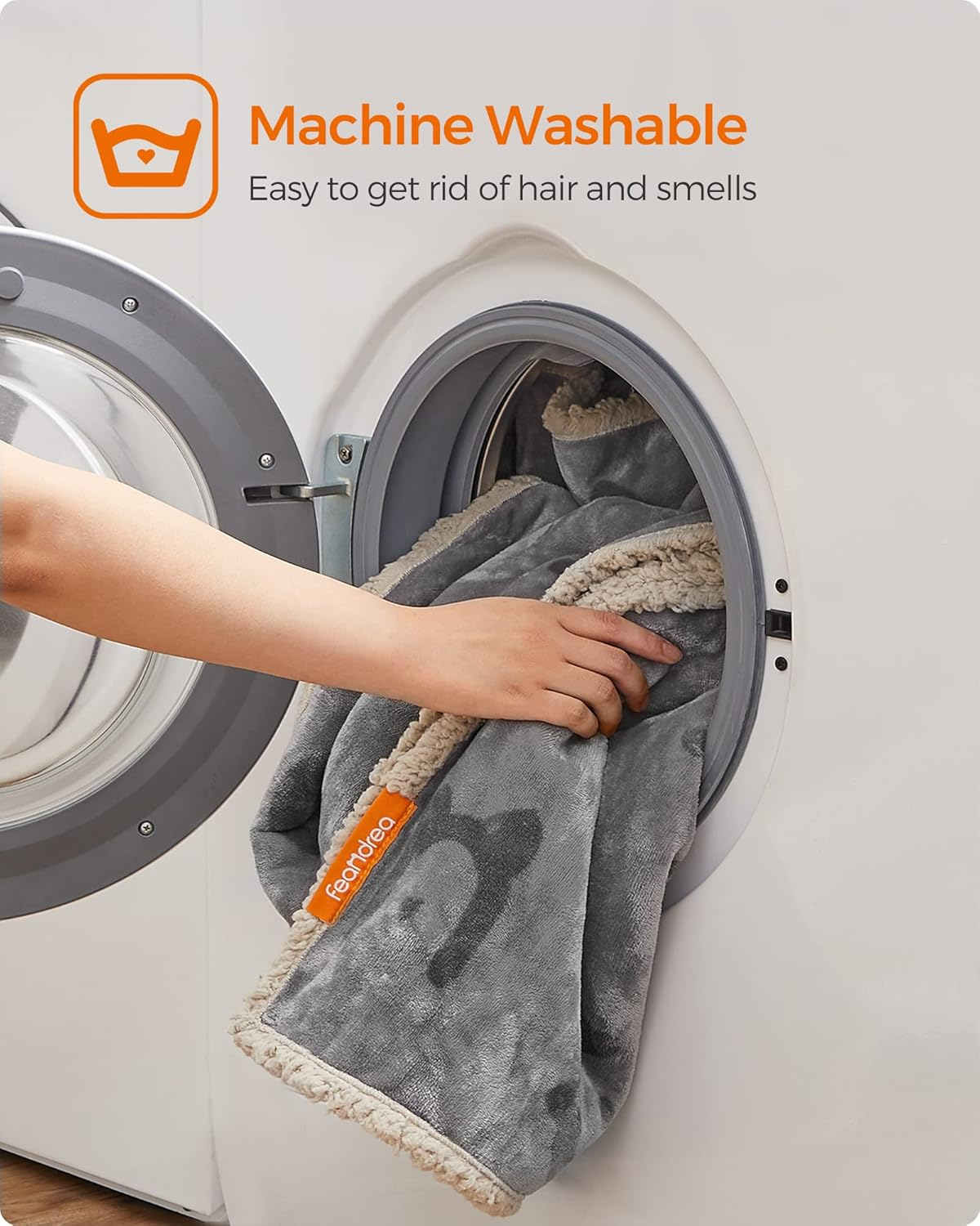 Feandrea Waterproof Dog Blanket, Sherpa Fleece Pet Throw Blanket for Small and Medium Dogs, Cats, 127 X 101 Cm, L, Reversible Dog Couch Cover Protector, Machine Washable, Gray PPB050G01