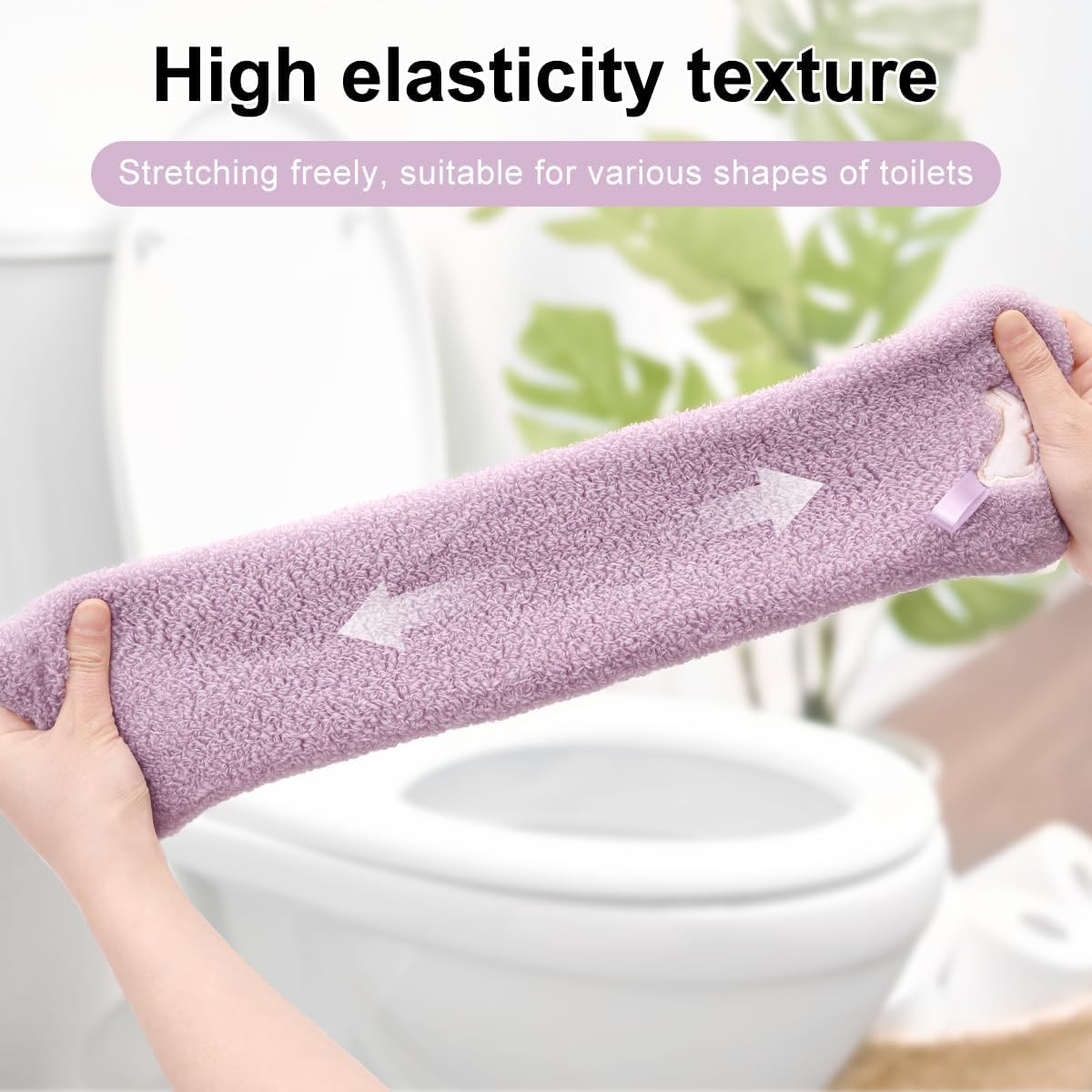 2 Packs Toilet Seat Cover, Plush Warm Bathroom Toilet Seat Cushion with Snaps Fixed Washable and Reusable Toilet Seat Lid Cover Pads, Fits Most Toilet Seats, Purple image number 2