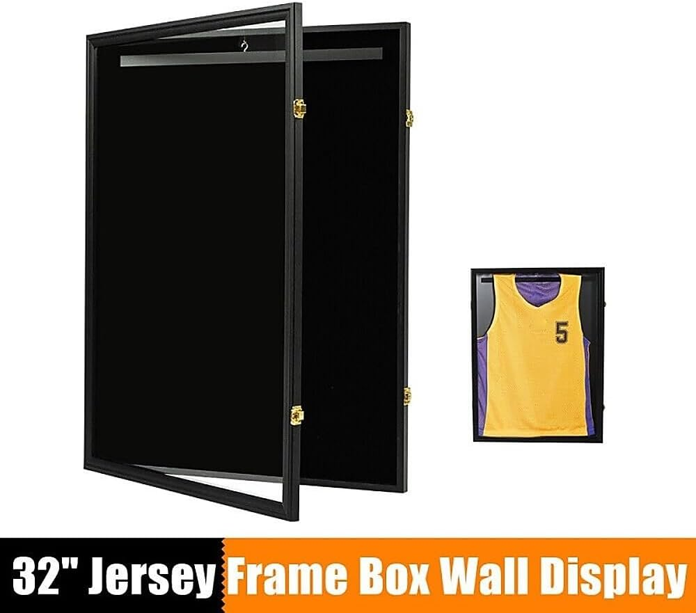 Wall Display/Case Lockable Rack 80Cm Football Basketball Jersey Storage Box in Black - Gold image number 3