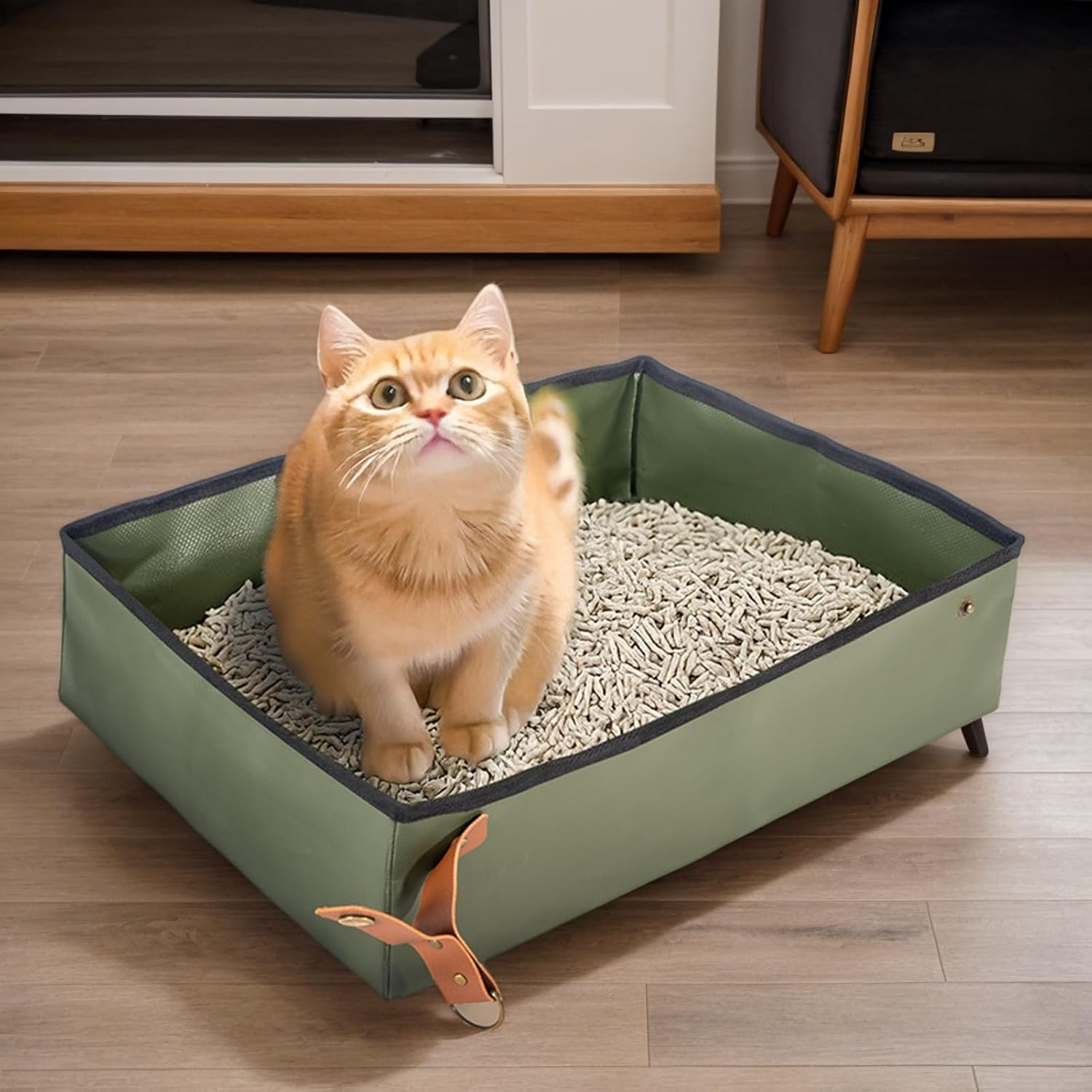 Foldable Cat Litter | Waterproof Cat Litter | Portable Toilet Space Saving Transport for Pets Home Apartment Travel Car Airplane Camping image number 3