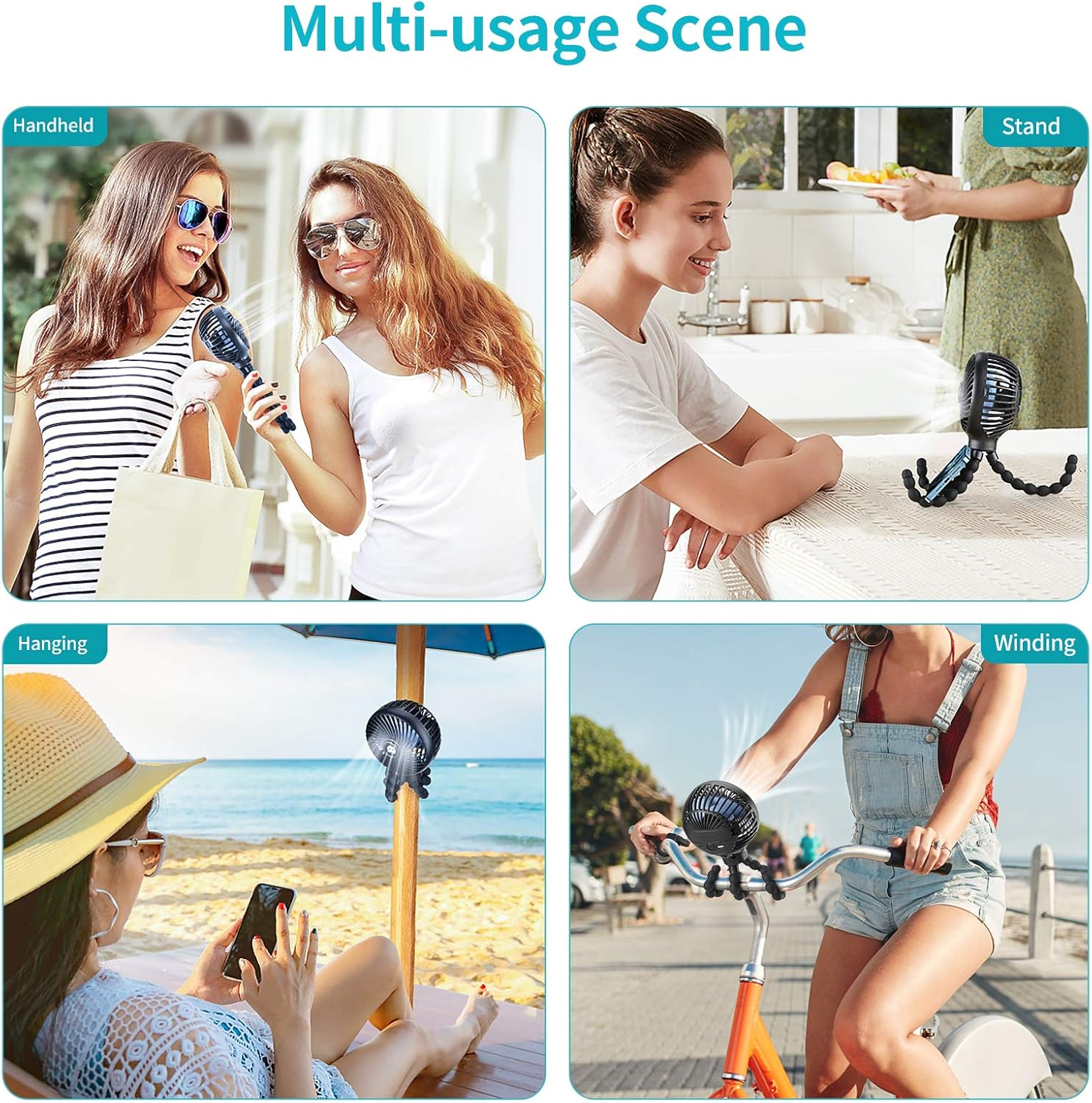 Stroller Fan, 3 Speed Portable Clip on Pram Fan for Baby, Personal Desk Fan with Flexible Tripod, Mini Handheld Fan for Car Seat, Treadmill, Camping image number 5