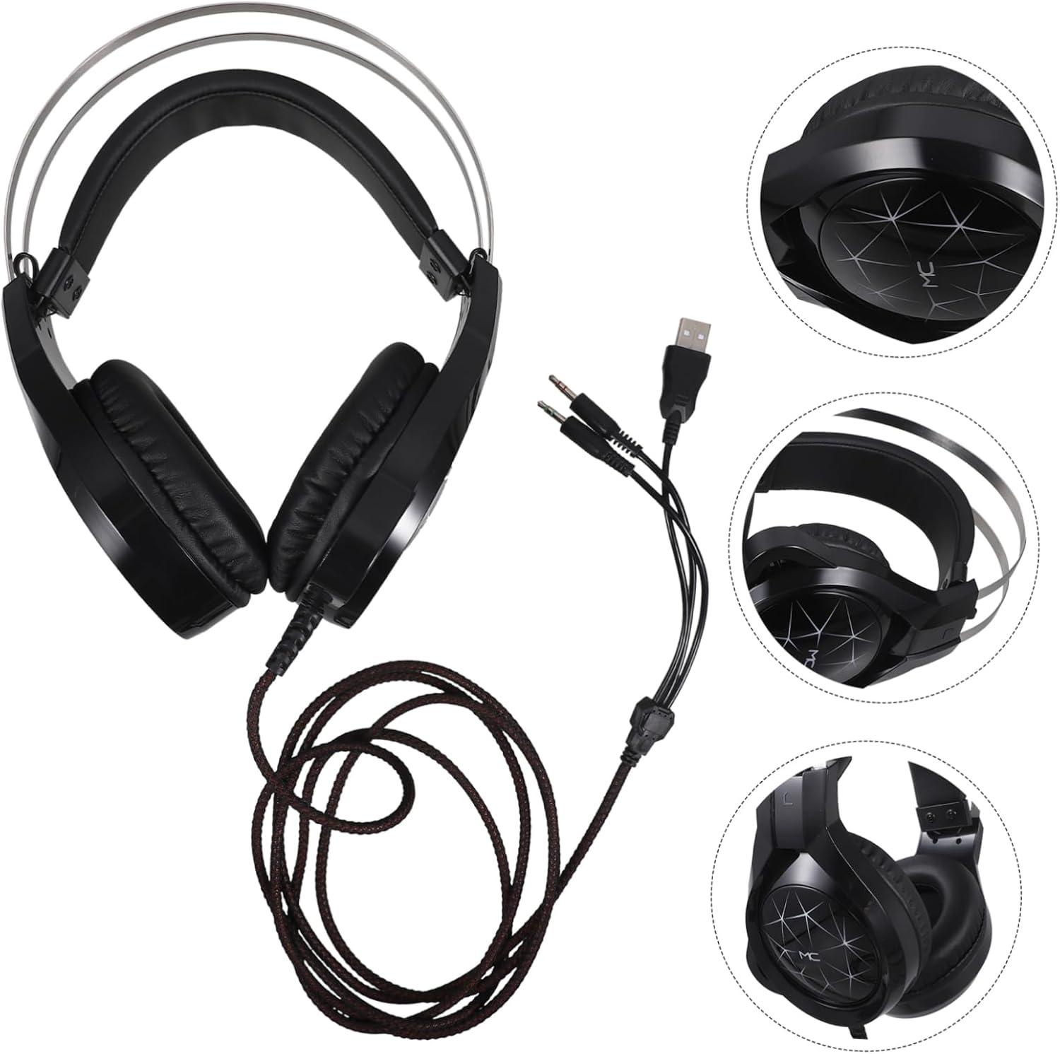 TEHAUX Microphone Computer Headset for Gaming Wired Jack Cool Luminous Design for Use Headset for Students and Gamers image number 3