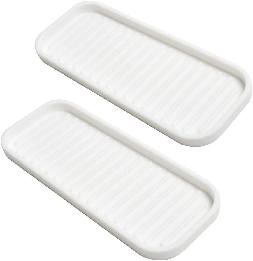 2 Pack Silicone Sponge Holder, Kitchen Soap Tray, Dish Caddy, Heat Resistant, Quick Dry, Multi-Functional, White, Rectangular, Silicone image number 4