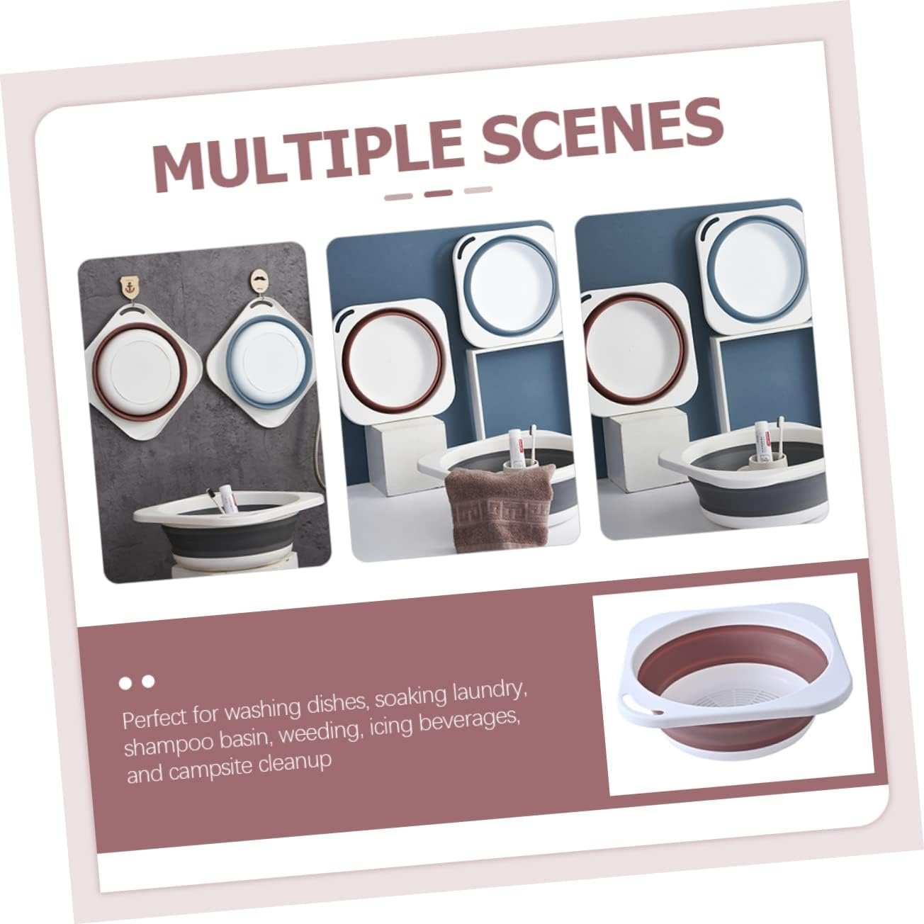 BAZEITFLOW Multi-Use Portable Basin Wash Basin for Care Cleaning and Outdoor Use Space-Saving Design for Camping Kitchen and More image number 3