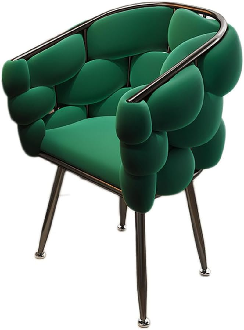 Bubble Chair Modern Lounge Sofa Barrel-Shaped Backrest Velvet Fabric Vanity Chair for Living Room or Bedroom, Makeup, Office, Fining Room (White Gold)