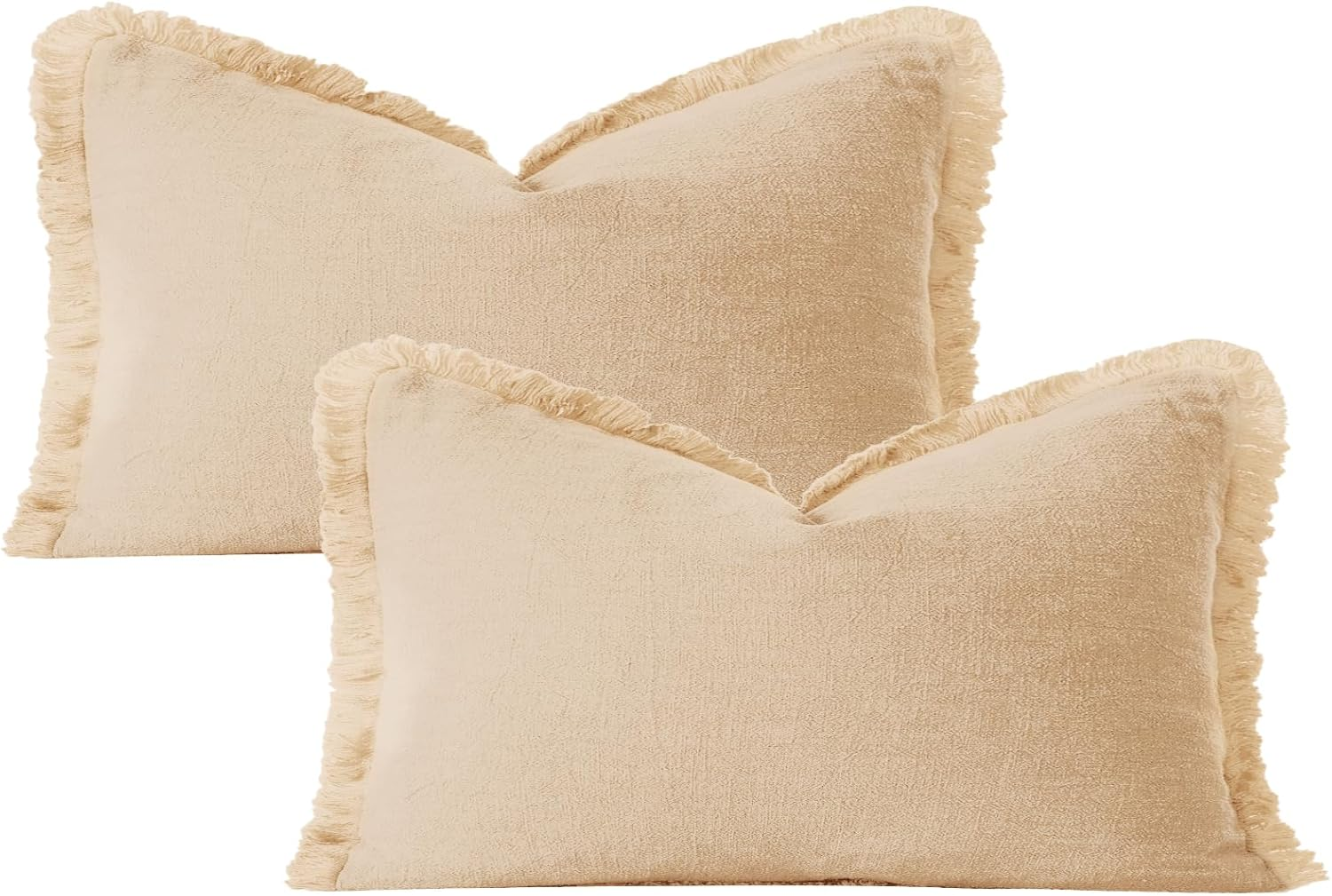 Square Pillow Covers 45X45Cm Set of 2 Cotton Pillow Covers with Fringe Soft Decorative Throw Pillows for Couch, Bed, and Home Decor White