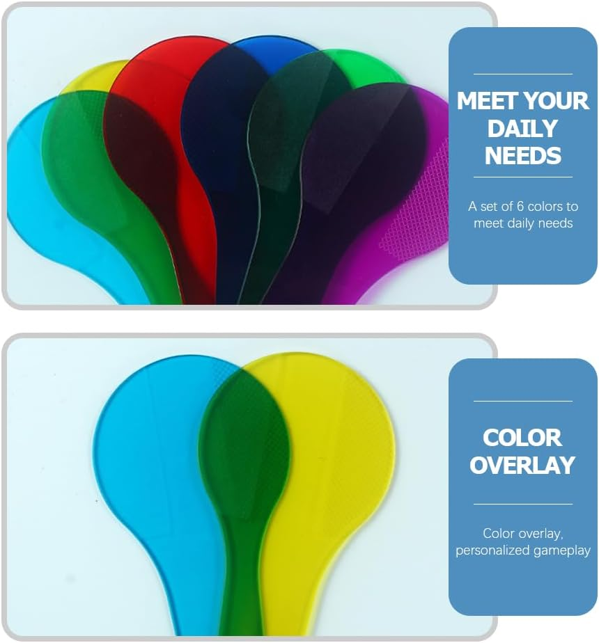 6Pcs Color Paddles, Transparent Color Paddles, Color Learning, Optics Color Filter Plate Montessori Educational Science Educational Painting Color Drawing Cognition Learning and Education image number 1