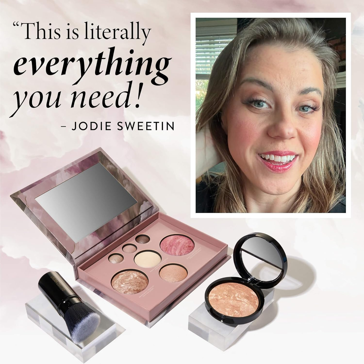 LAURA GELLER NEW YORK Baked Starter Kit: Fair, Best of the Best Full Face Palette + Baked Balance-N-Brighten Powder Foundation + Retractable Angled Kabuki Brush Set image number 1