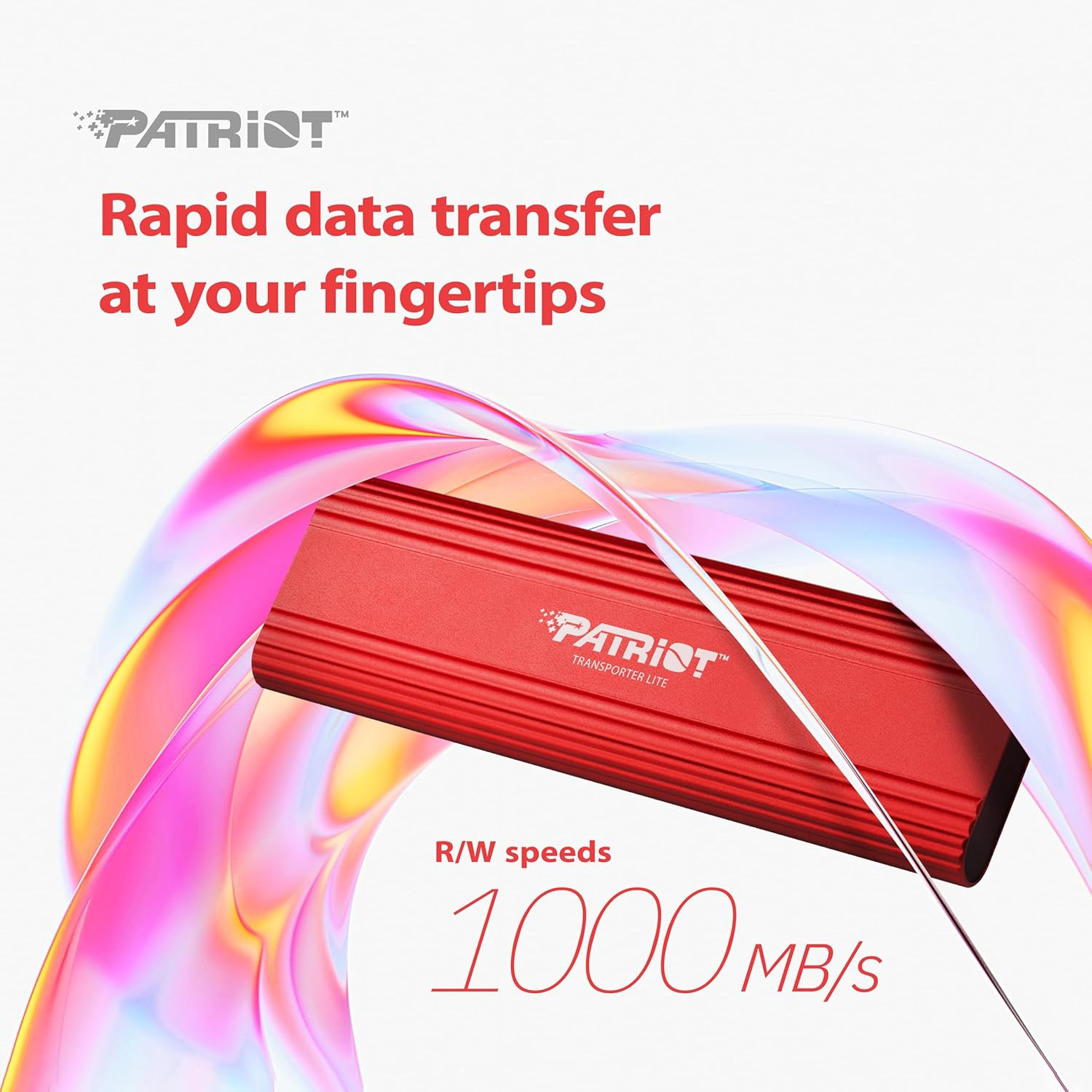 Patriot Transporter Lite 512GB Type-C USB 3.2 Gen 2 External Portable SSD - External Solid State Drive - PTPL512GPEC - Red, Capacity: 512Gb image number 6