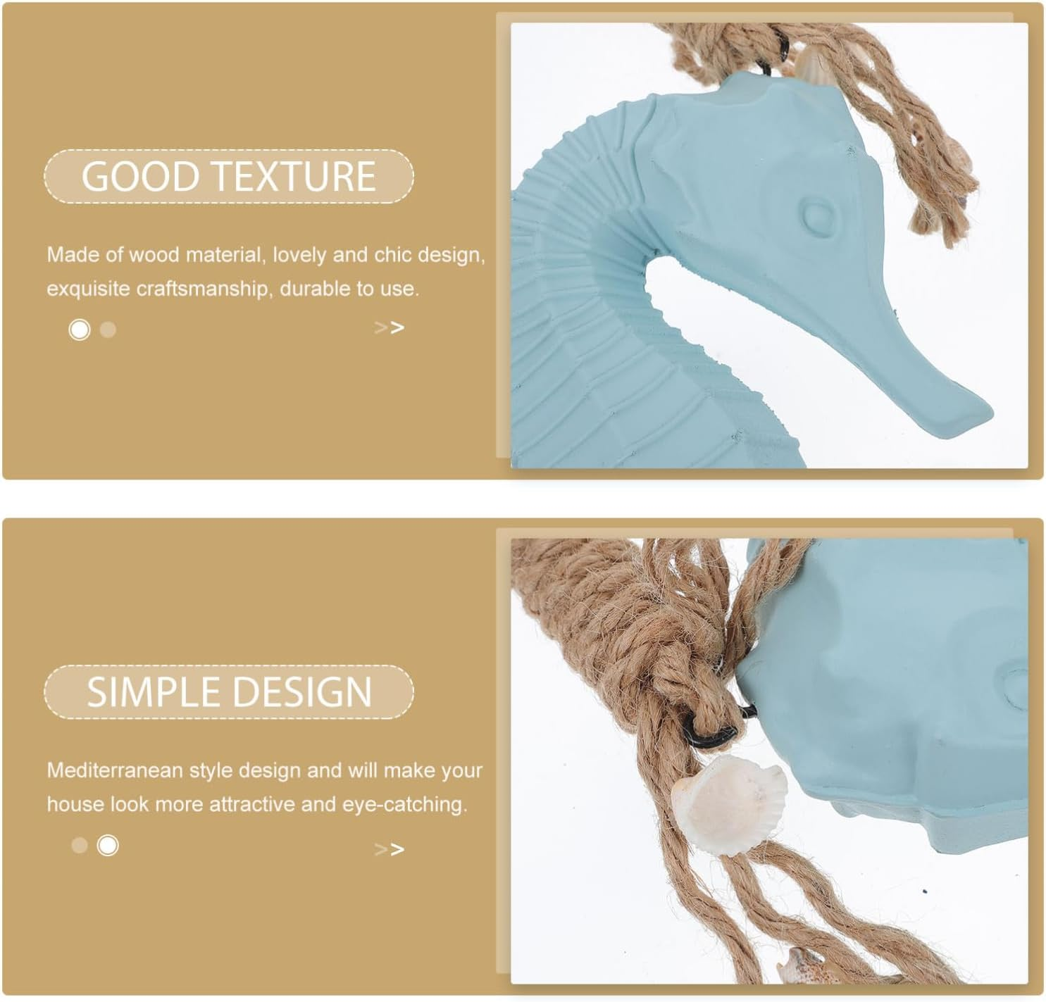 Wooden Seahorse Wall Decoration Nautical Beach Theme Decor for Living Home Office Coastal Decor image number 5