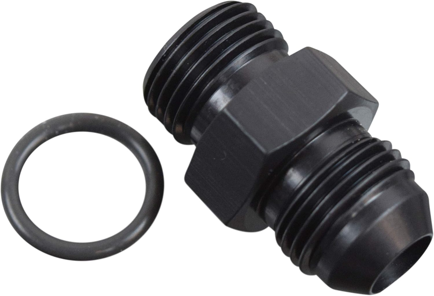 ICT Billet -6AN Flare to 8 Oring ORB Male Fuel Pump Rail Adapter Fitting Flare Hose Plumbing Oil Straight Thread Regulator Port Fluid End Black Anodized F06AN08OR image number 1