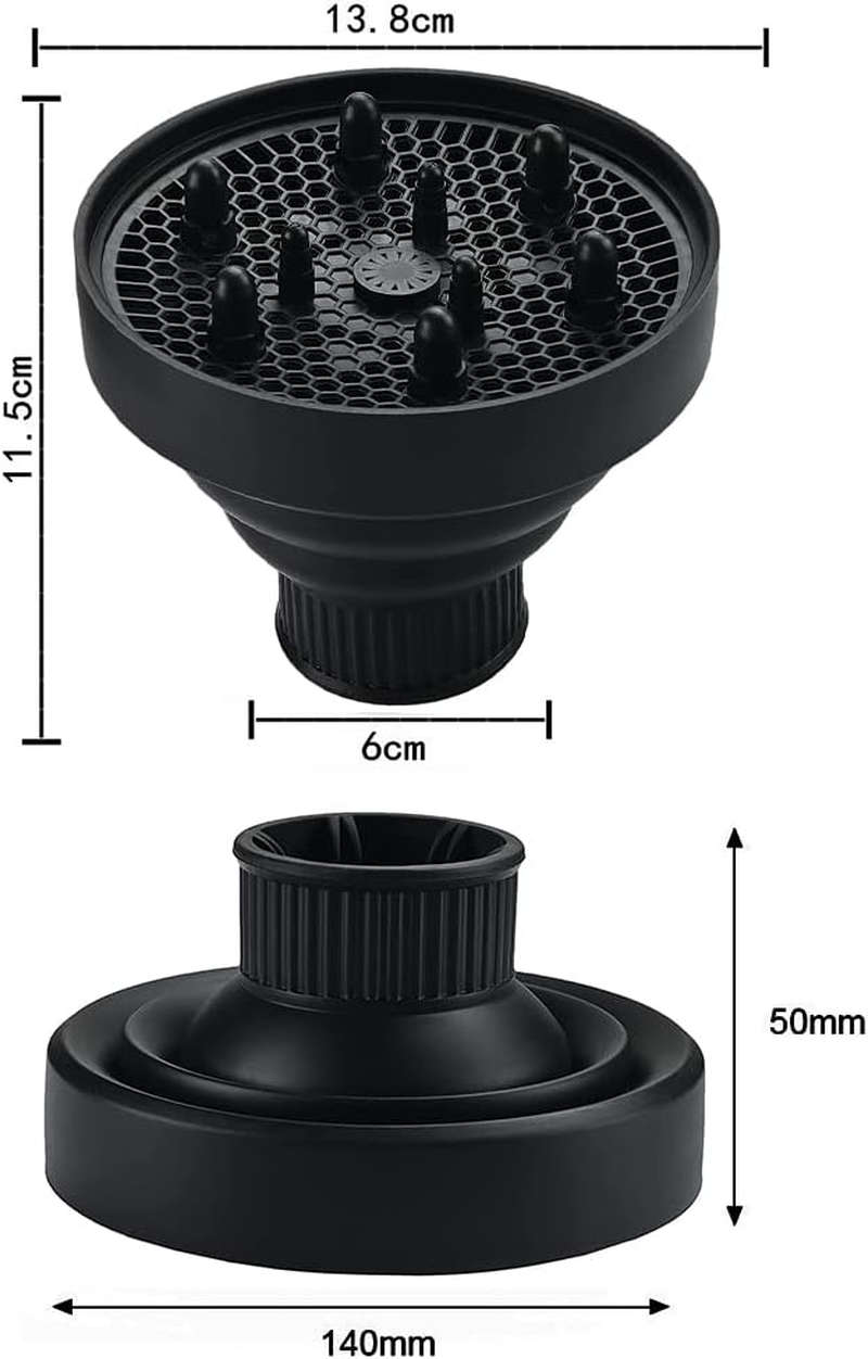 Hair Diffuser, Diffuser Hair Dryer, Diffuser Hair Dryer Attachment, Hot Air Diffuser for Curly Hair, Foldable Hair Dryer Diffuser Attachment, with Silicone Adapter, for Curly or Wavy Hair Styling, image number 2