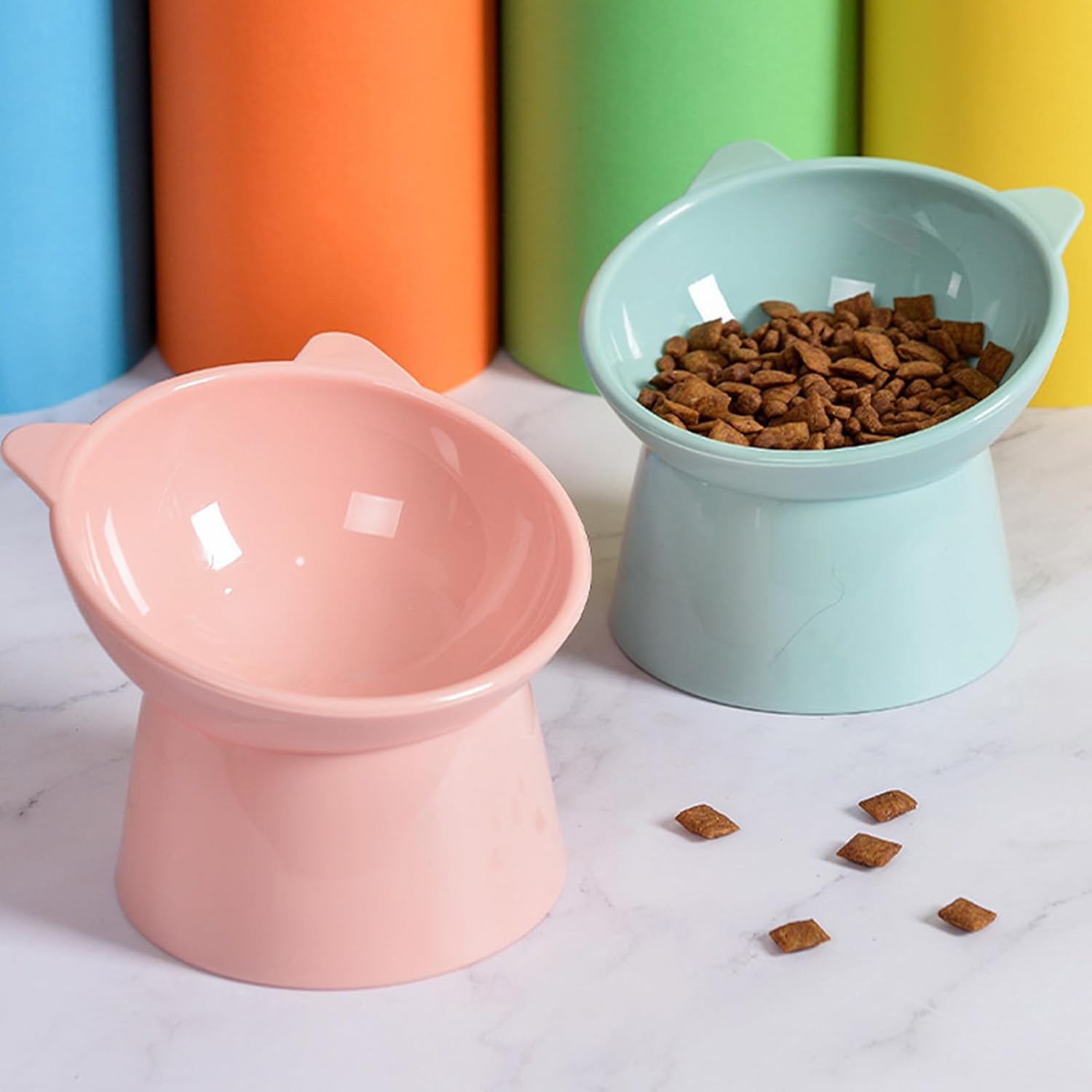 Cat Food Bowls Elevated Tilted, Raised Cat Bowls, Elevated Food or Water Bowls, Cat Food Bowl Pets Feeder Water Bowl for Small Dogs Indoor Cats(03)