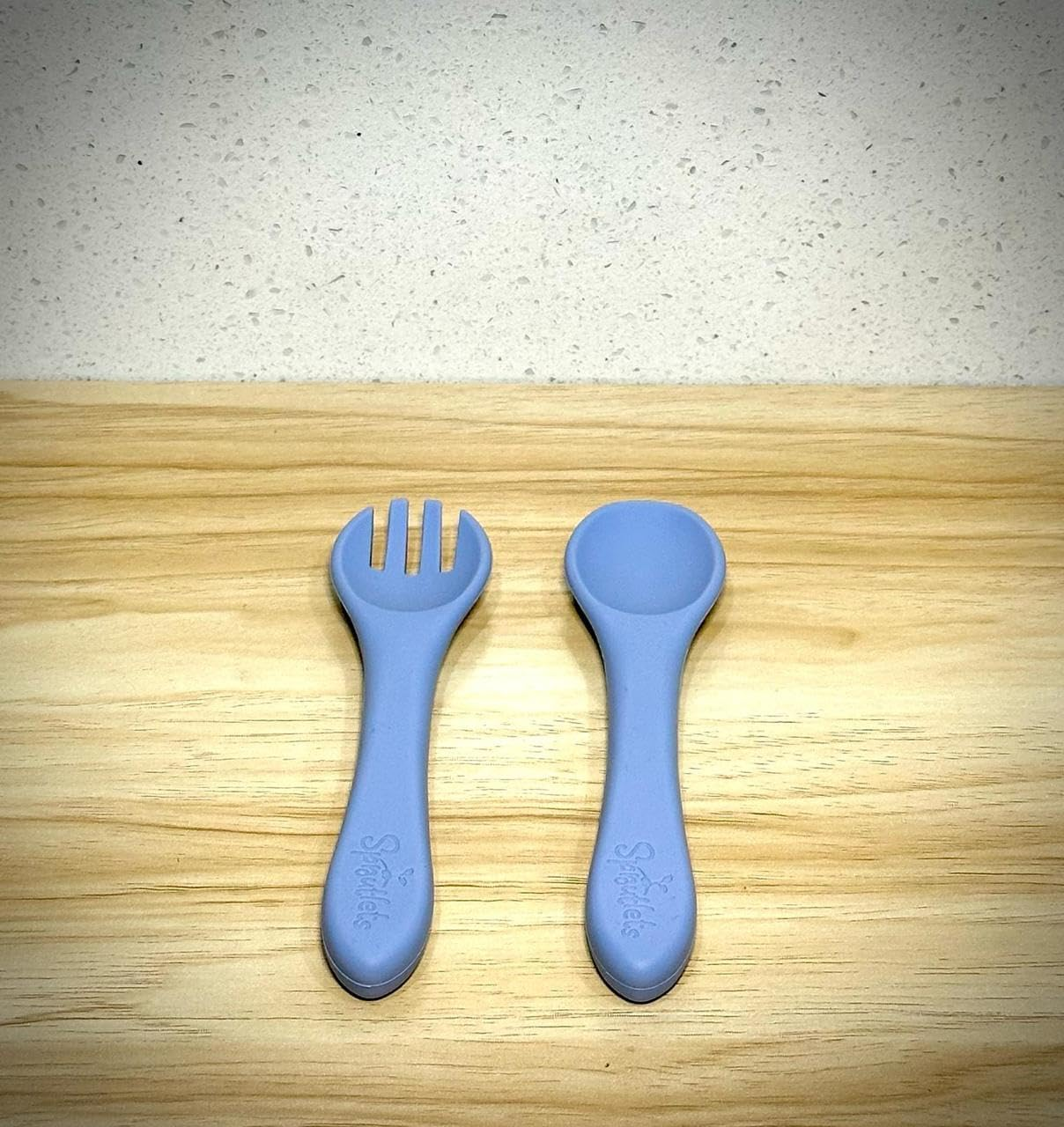 4 Pcs Silicone Feeding Set - Plate, Cup, Spoon, and Fork - Baby Feeding Essentials - Blue
