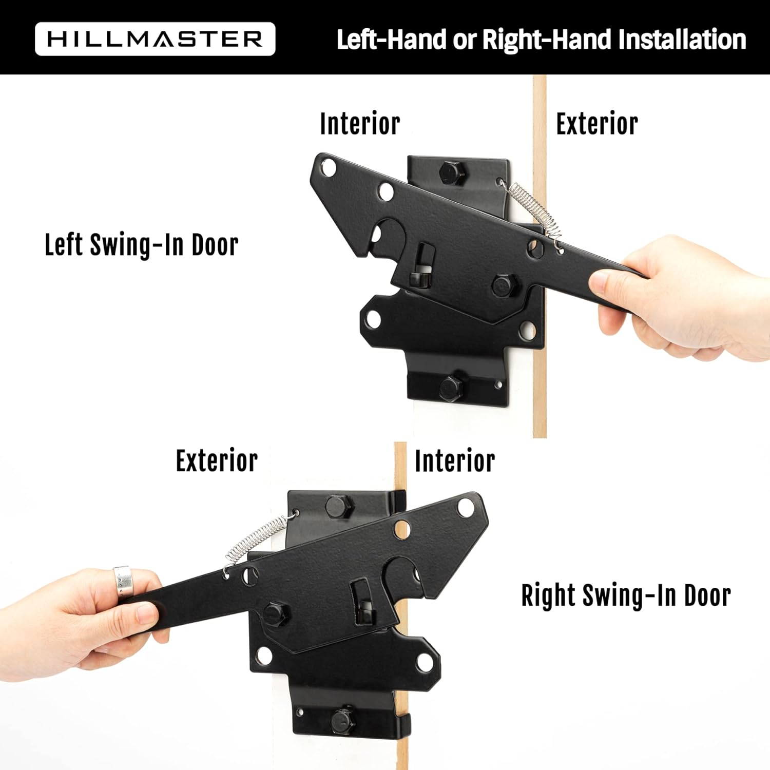 HILLMASTER Heavy Duty Self-Locking Gate Latch for Wooden Fence, Post Mount Automatic Gate Lock Gravity Door Latch Hardware for Secure Pool, Outdoor Garden, Metal Gates Vinyl Fences, Black Finish