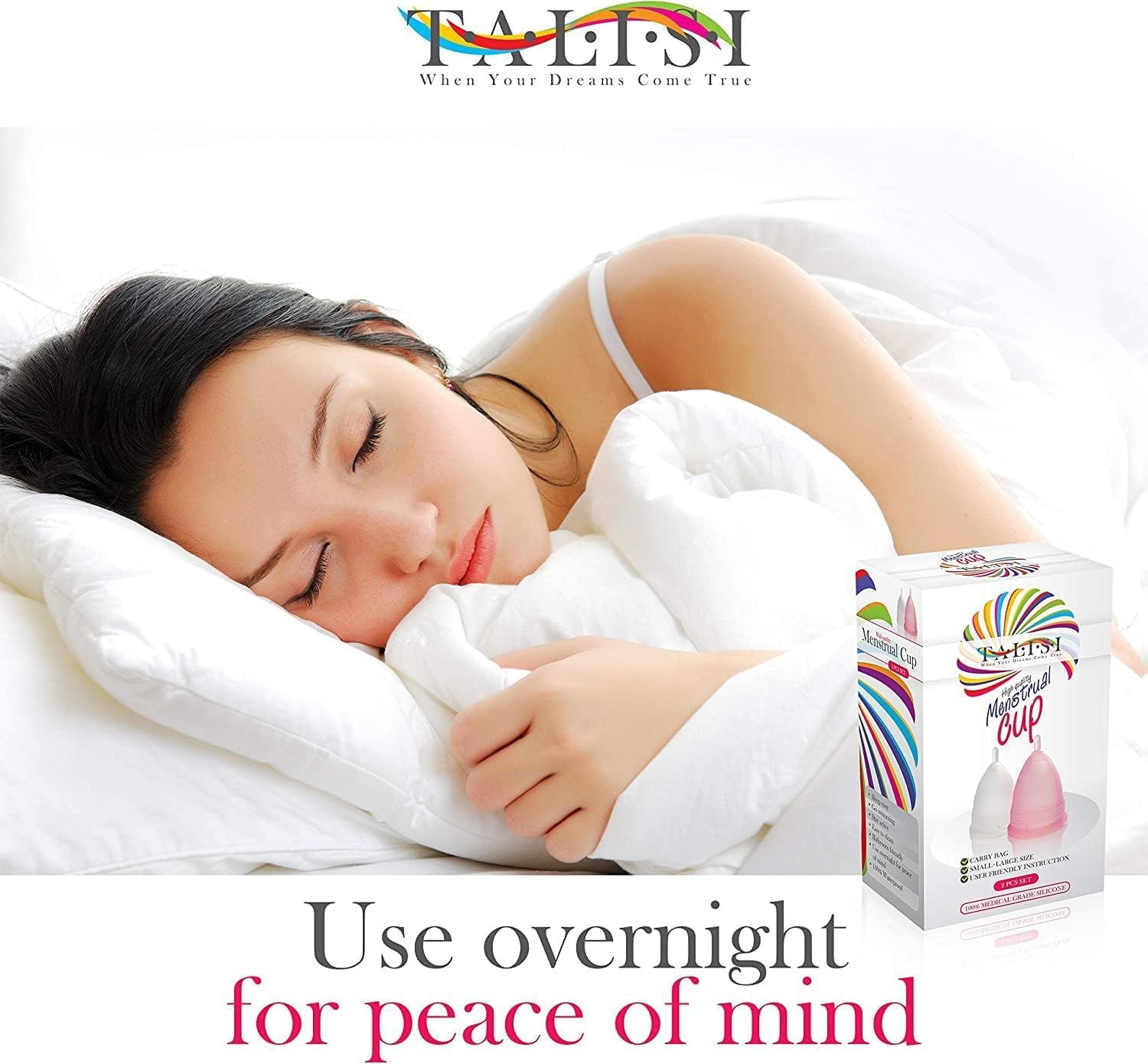 Talisi Menstrual Cups Set of 2 Period Cup Reusable Small Large Sizes Silicone Soft Cups Regular and Heavy Flow Feminine Hygiene Products Tampon and Pad Alternative Protection Copa Menstrual Organic image number 2