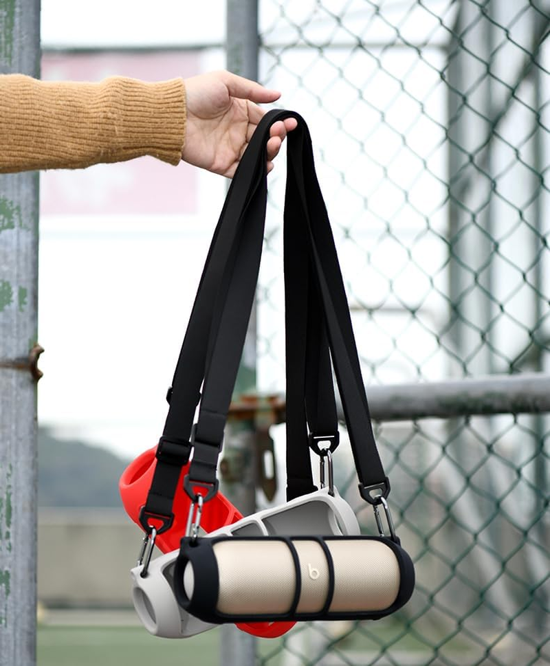 JOYSOG Silicone Cover for Beats Pill Portable Bluetooth Speaker Storage Bag Speaker Holder Travel Bag (Type 2&Red)