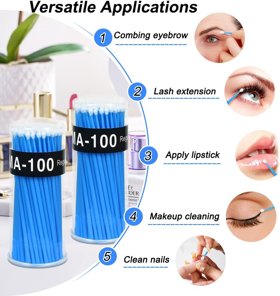 Shintop 400Pcs Disposable Micro Applicators Brushes Great for Dental/Oral/Makeup (Blue, 2.5Mm)
