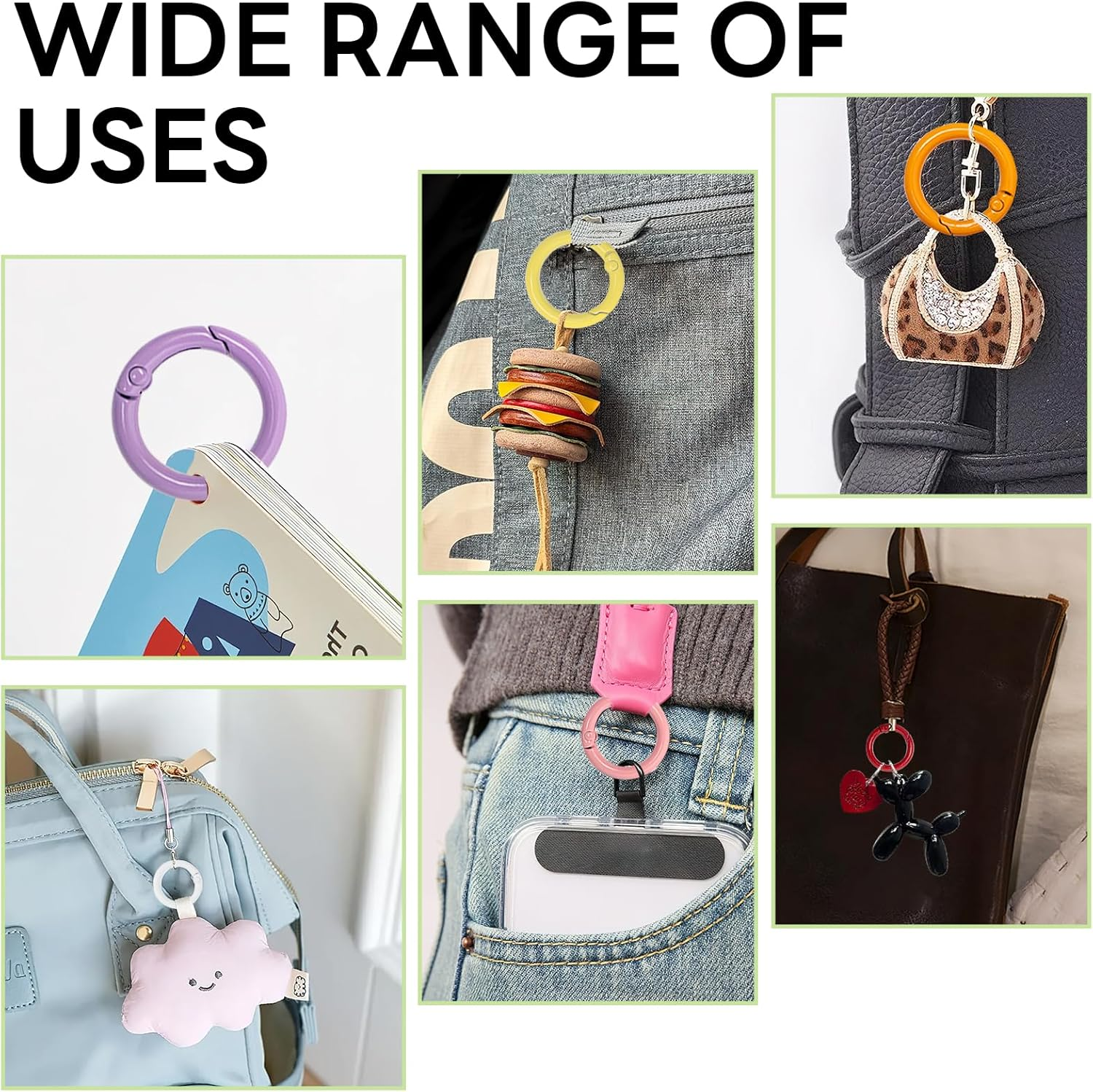 NEETUE 50 Pcs 1 Inch Metal Spring O Rings round Carabiner Ring Clip,Round Snap Clip for DIY Accessories Craft Making image number 5