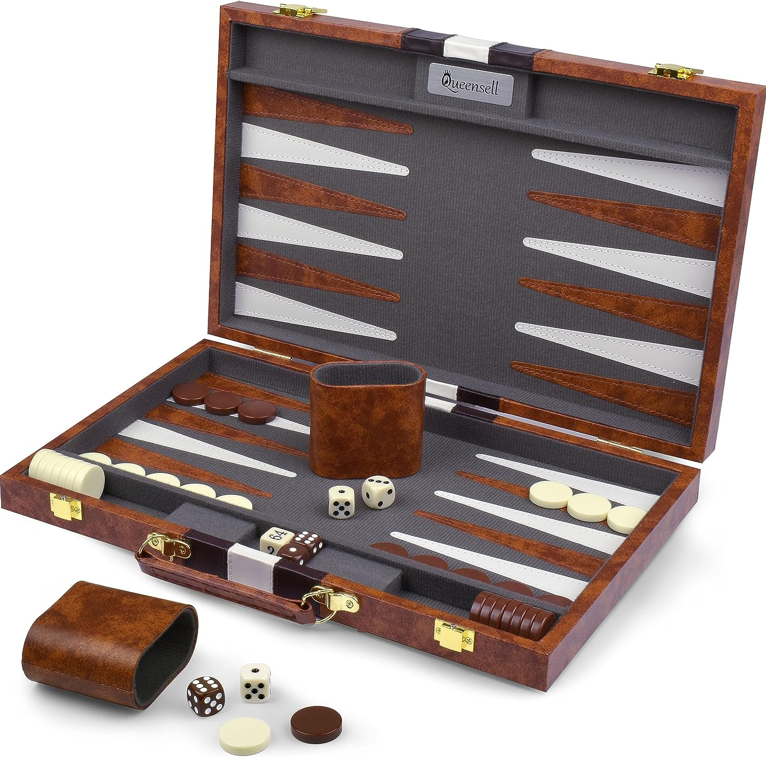 Backgammon Sets for Adults - Best Travel Backgammon Board Games for Adults - Travel Backgammon Set - Backgammon 15 Inch Board and 32 Backgammon Pieces in One Quality Backgammon Set image number 2
