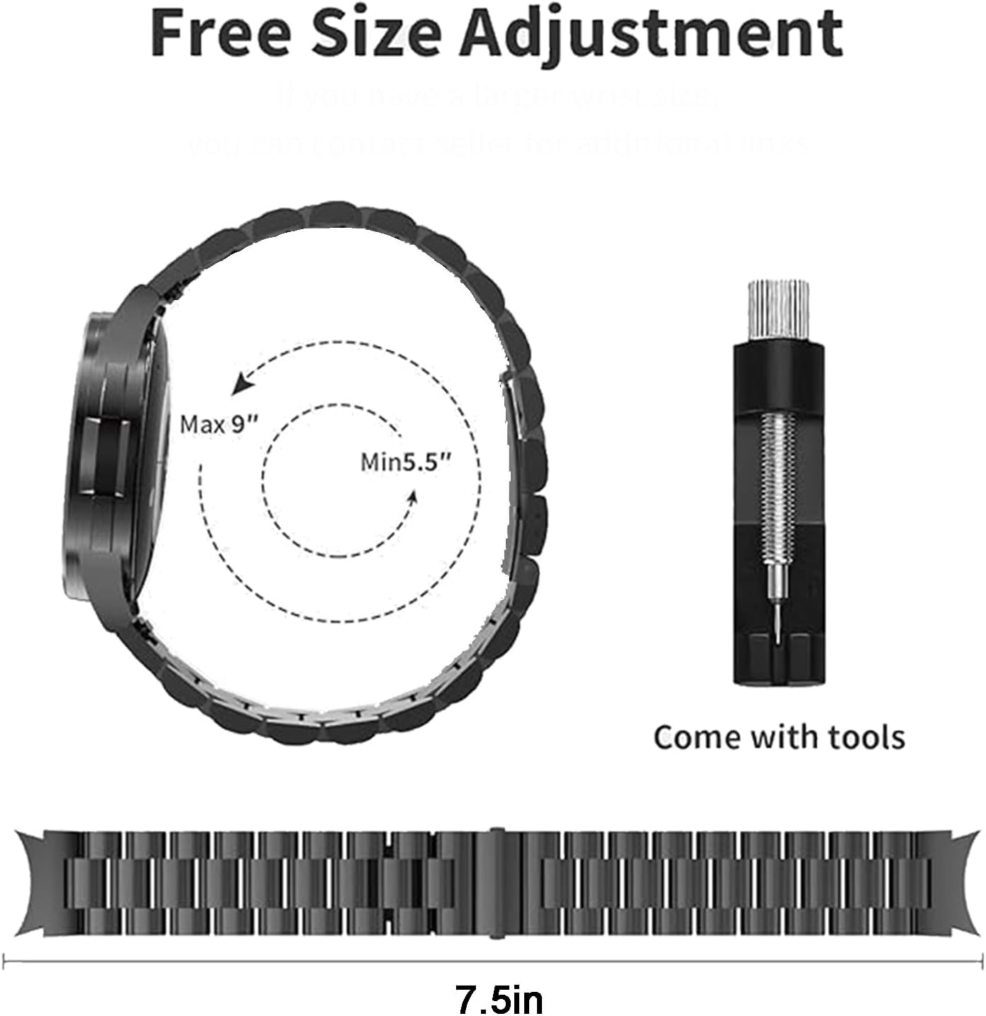 20MM Stainless Steel Band for Samsung Galaxy Watch 7/6/5/4/FE Band 40Mm 44Mm, No Gap Metal Replacement Strap for Galaxy Watch 6 Classic 43Mm 47Mm/5 Pro 45Mm/4 Classic 42Mm 46Mm image number 6